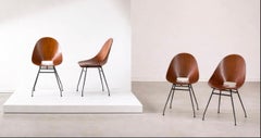 Carlo Ratti, set of 4 mid-century bent plywood chairs, Italy, 1950s