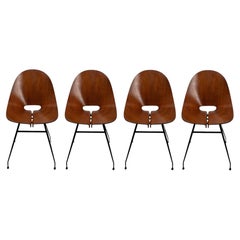 Carlo Ratti, set of 4 mid-century bent plywood chairs, Italy, 1950s