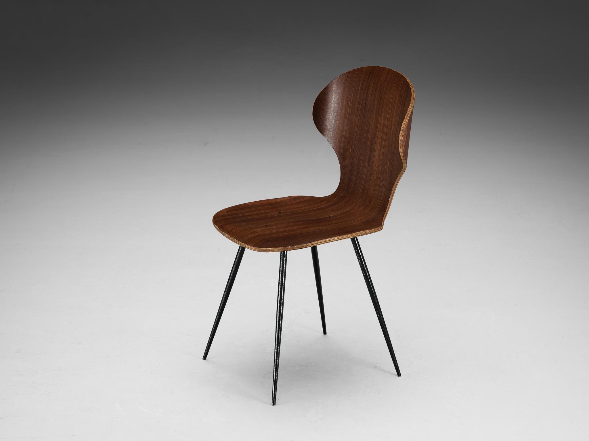Carlo Ratti Set of Four Dining Chairs of Plywood and Metal  For Sale 2