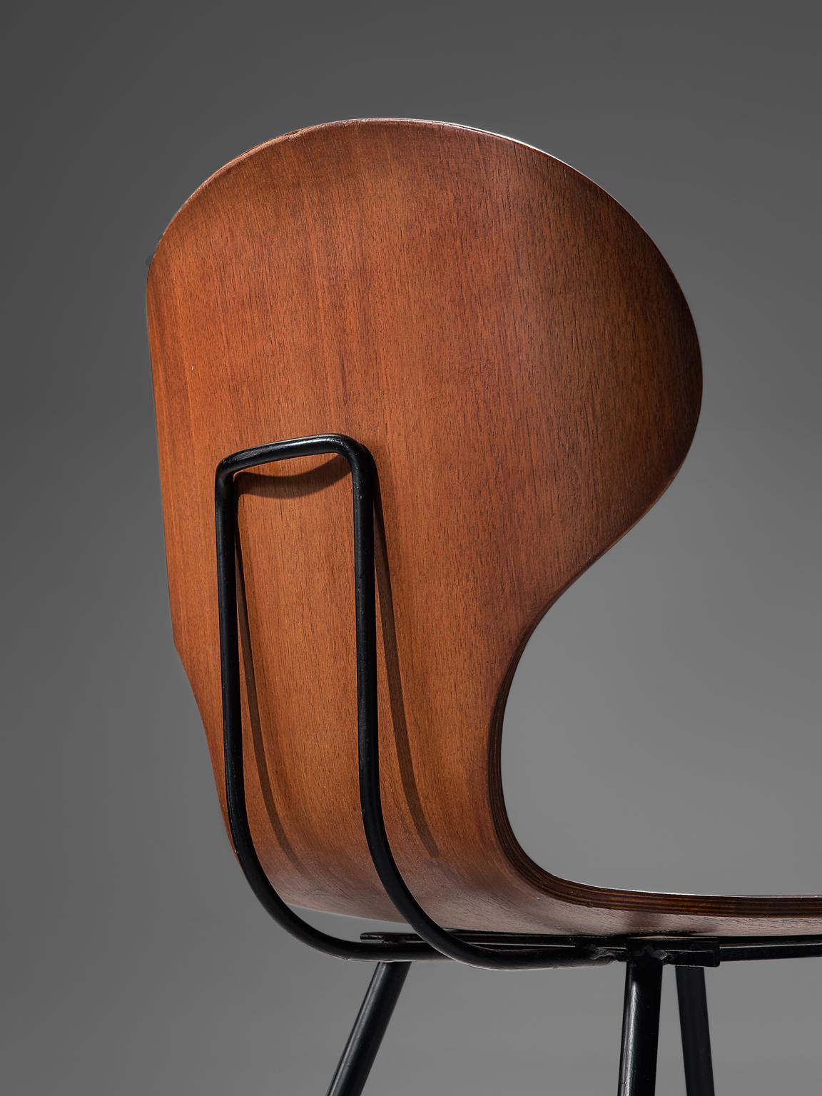 Late 20th Century Carlo Ratti Set of Fourteen Dining Chairs of Plywood and Metal