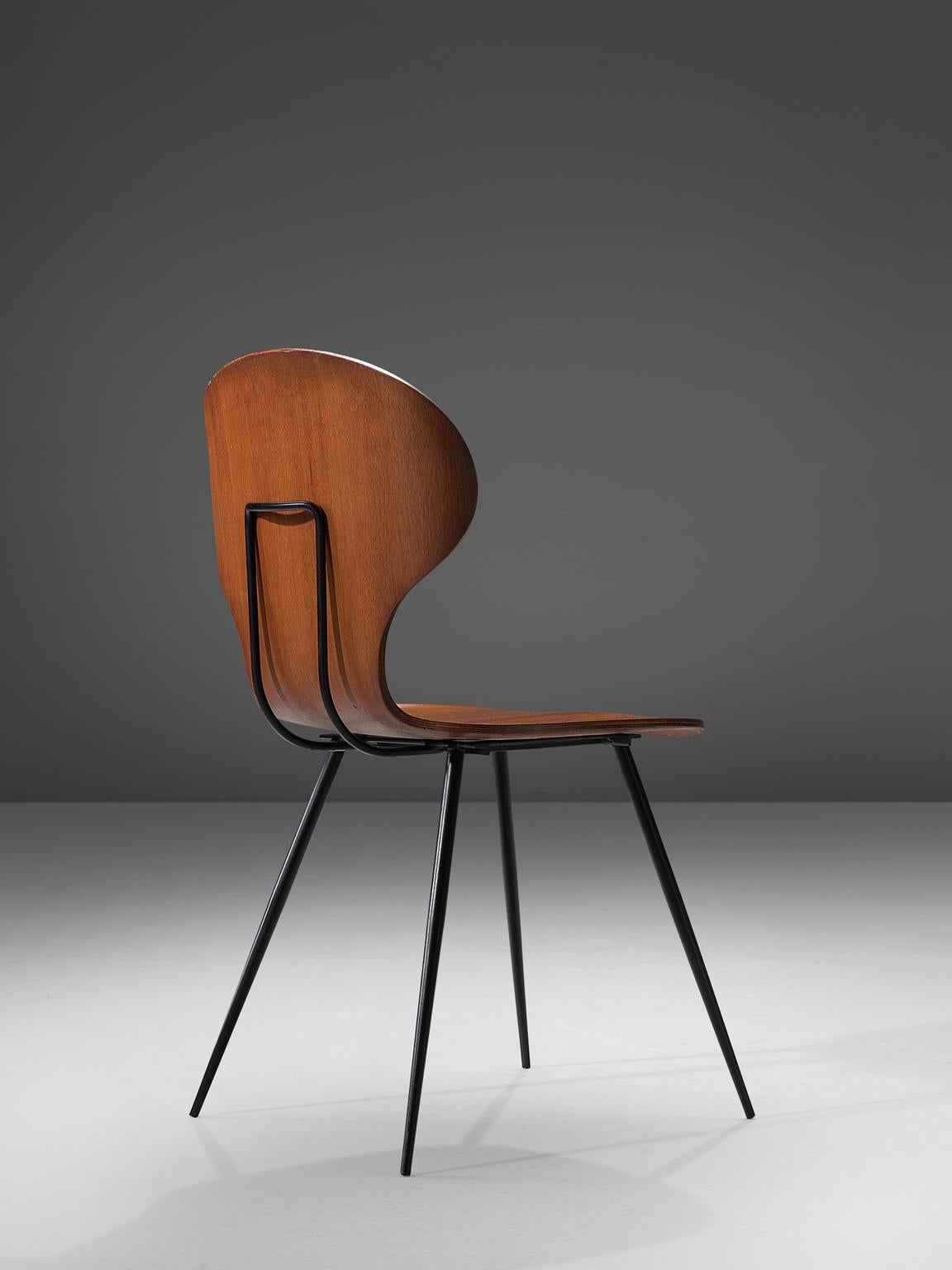 Carlo Ratti Set of Fourteen Dining Chairs of Plywood and Metal 1
