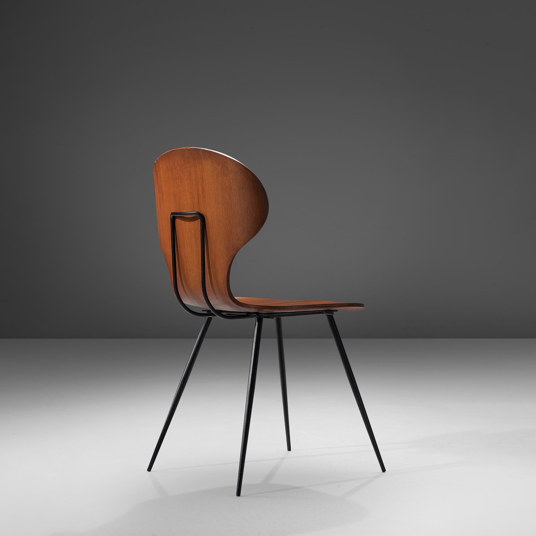 Carlo Ratti Set of Twelve Dining Chairs of Plywood and Metal 1