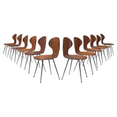 Carlo Ratti Set of Twelve Dining Chairs of Plywood and Metal