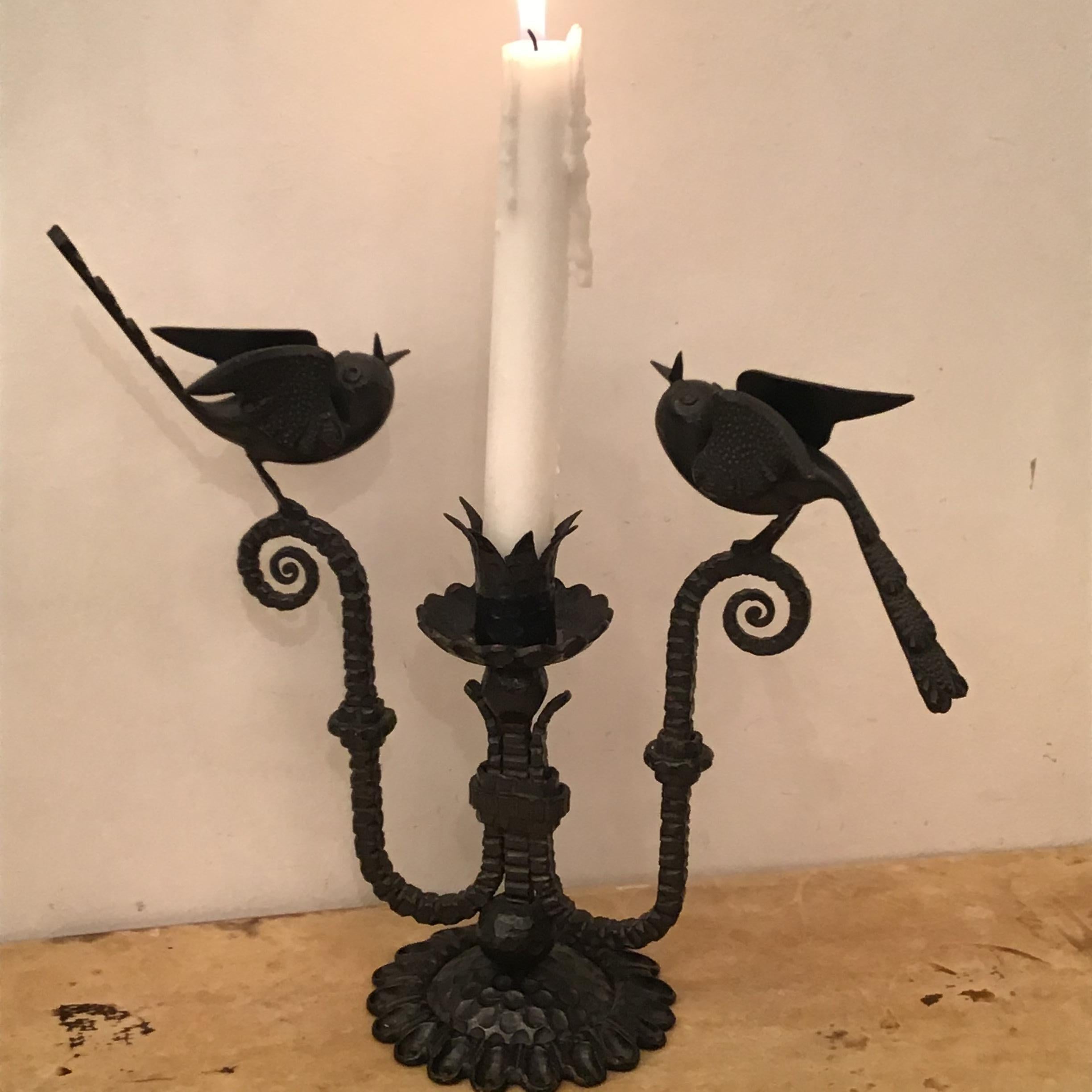 Carlo Rizzarda Candle Holder Iron 1930 italy  In Good Condition For Sale In Milano, IT