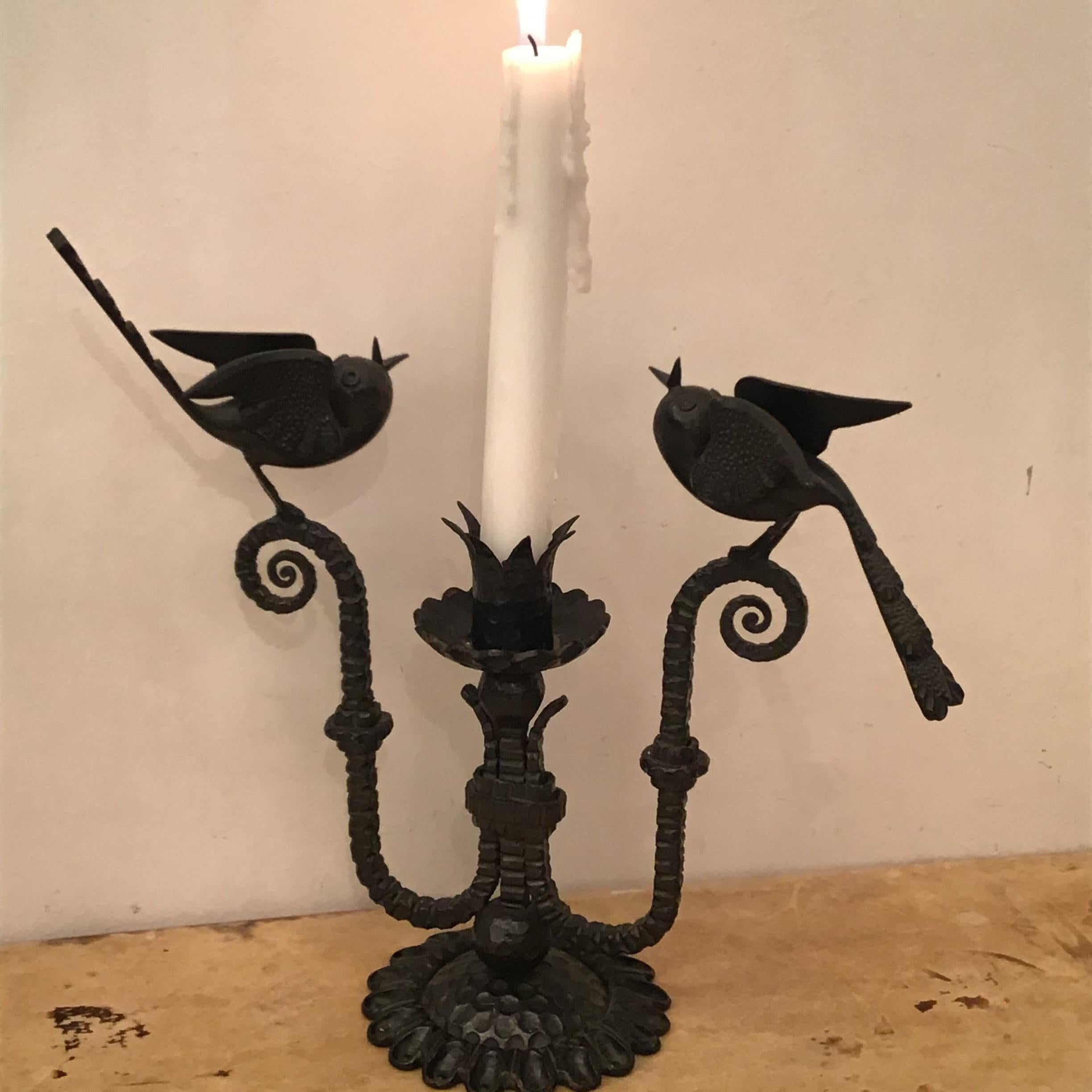 20th Century Carlo Rizzarda Candle Holder Iron 1930 italy  For Sale