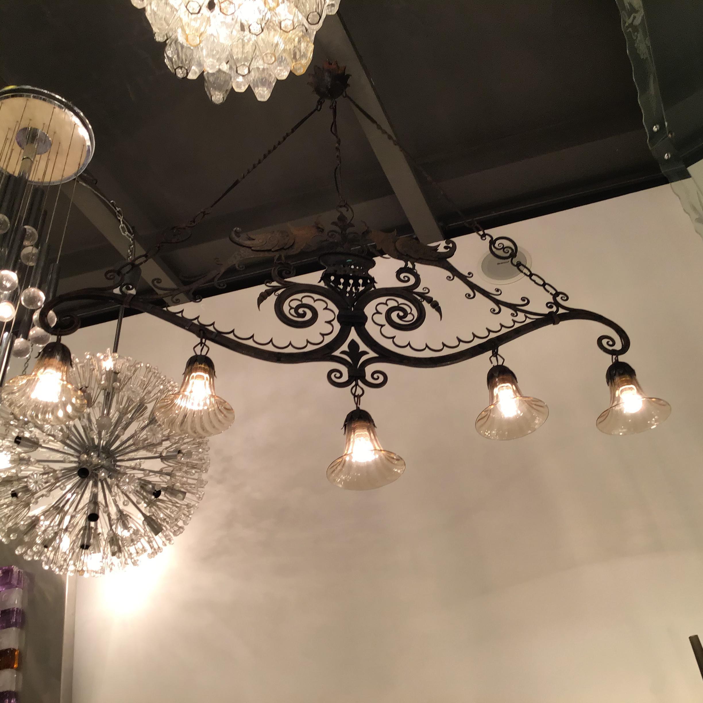 Carlo Rizzarda Chandelier Iron Murano Glass 1930 Italy 9
