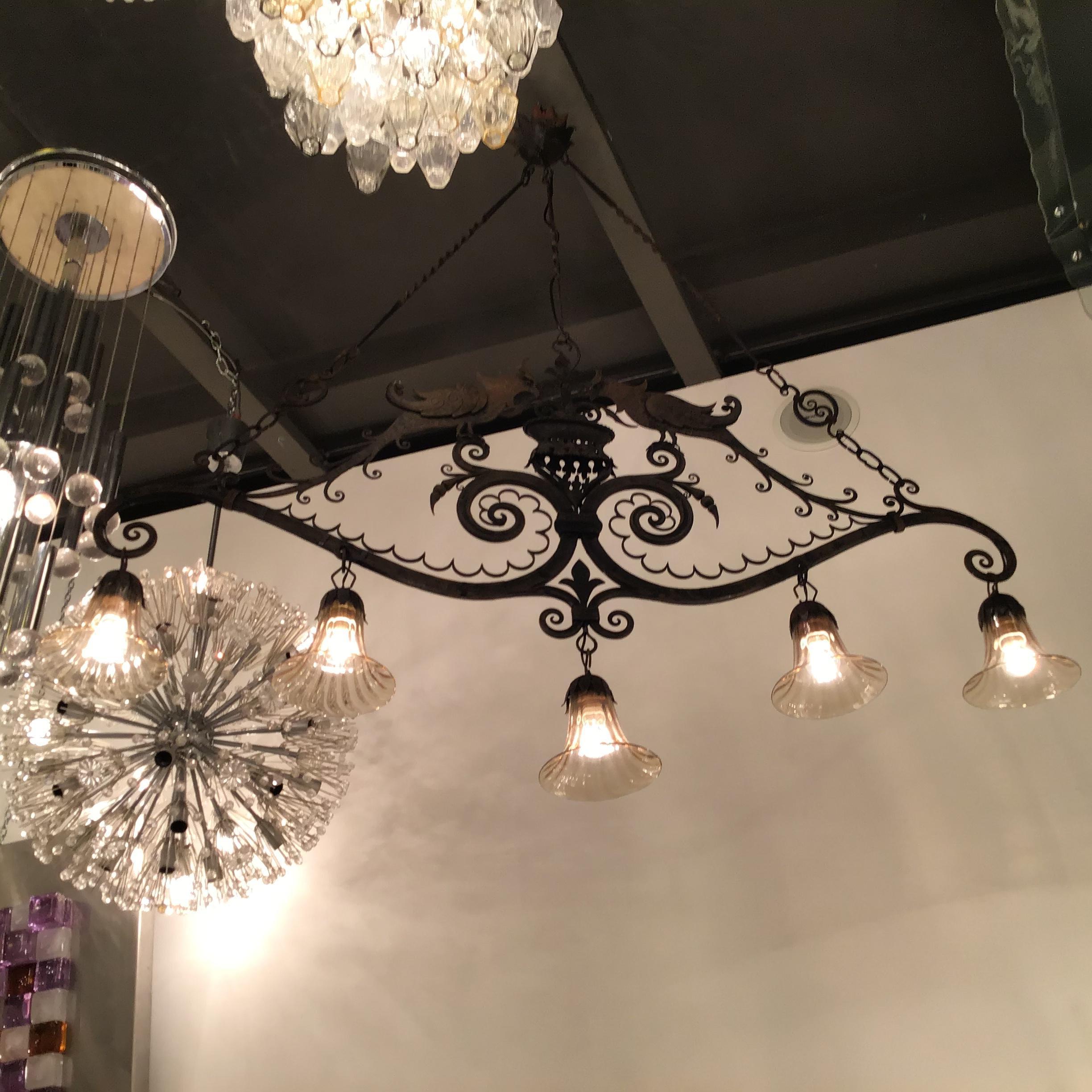 Carlo Rizzarda Chandelier Iron Murano Glass 1930 Italy 10