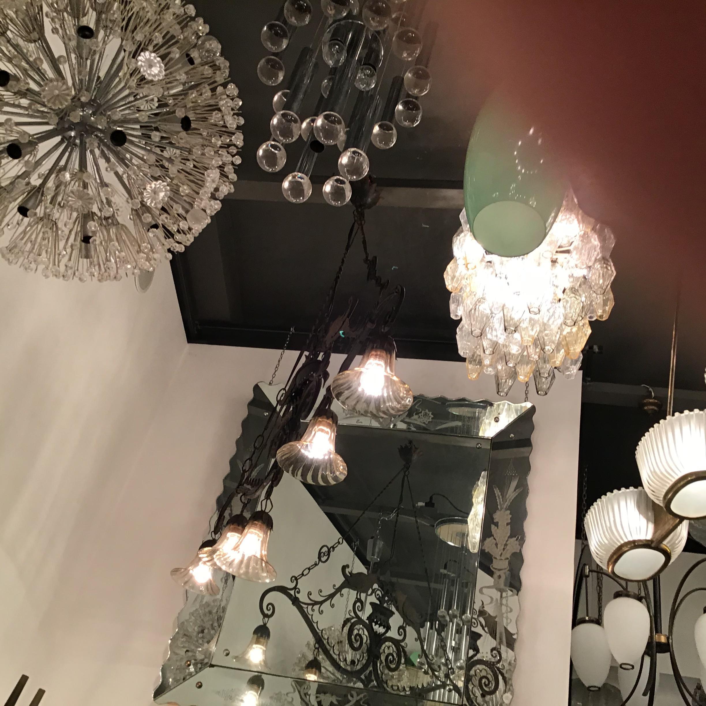 Carlo Rizzarda Chandelier Iron Murano Glass 1930 Italy 14