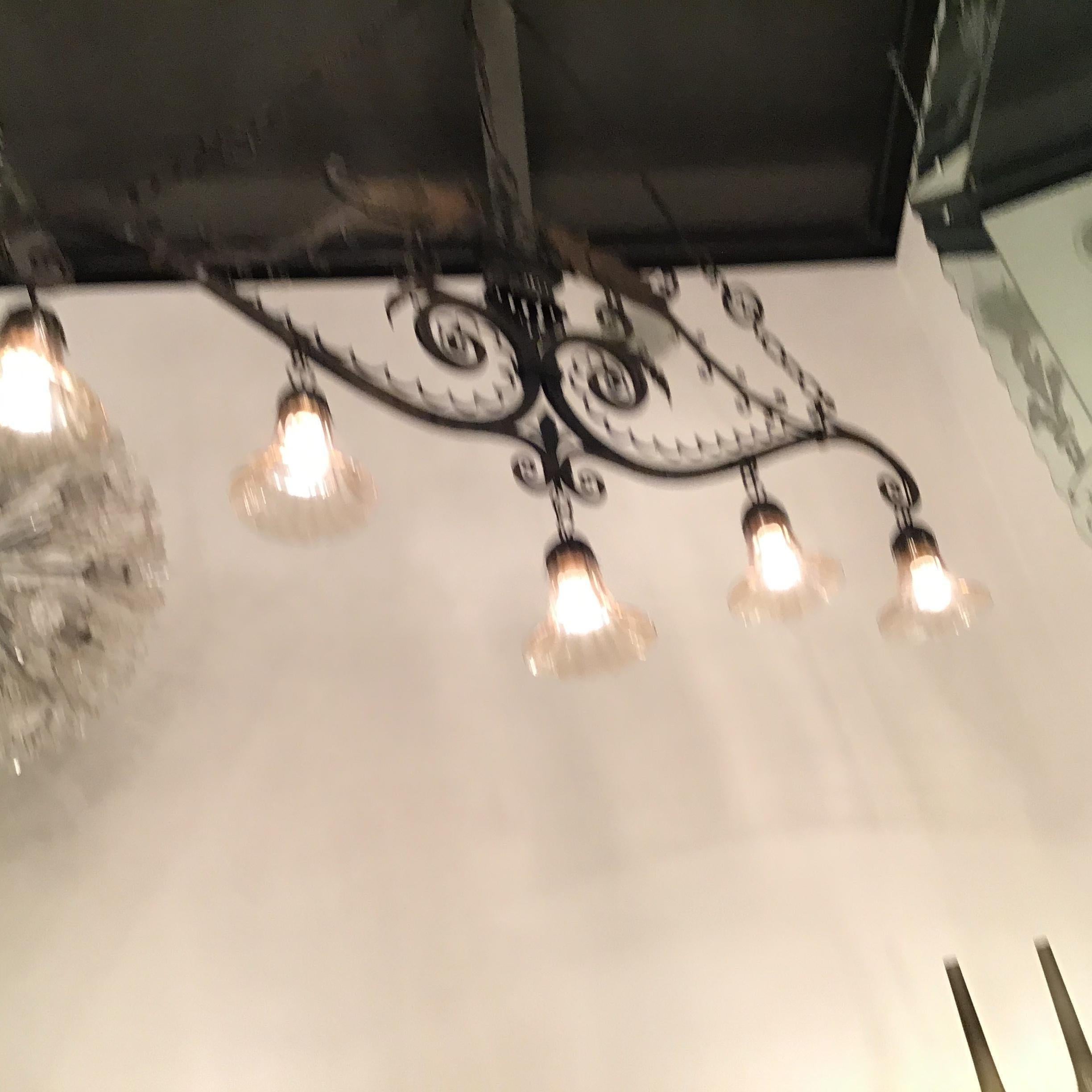 Carlo Rizzarda Chandelier Iron Murano Glass 1930 Italy In Good Condition In Milano, IT