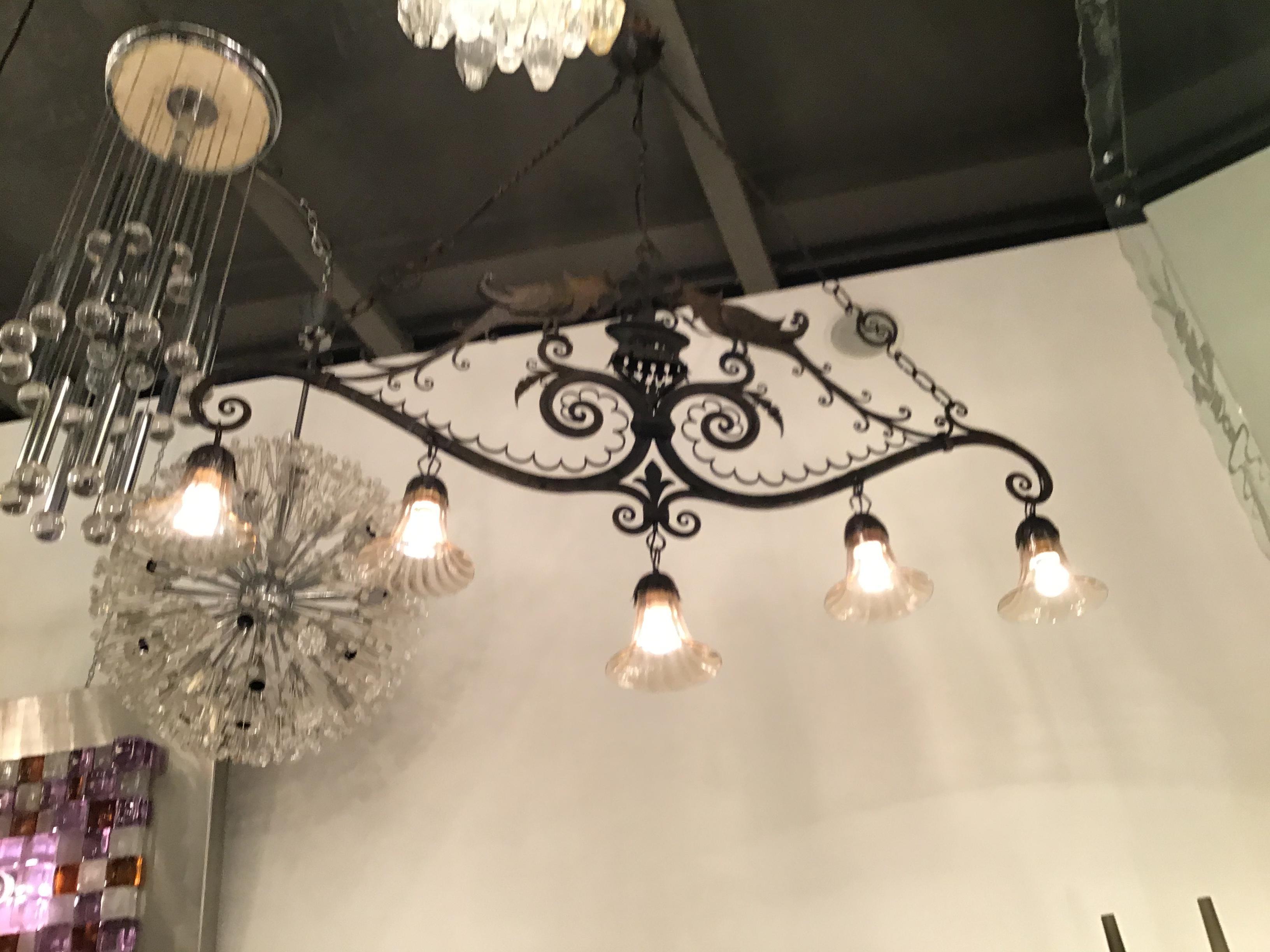 Carlo Rizzarda Chandelier Iron Murano Glass 1930 Italy 1