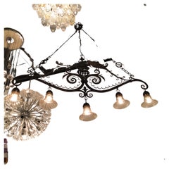 Carlo Rizzarda Chandelier Iron Murano Glass 1930 Italy