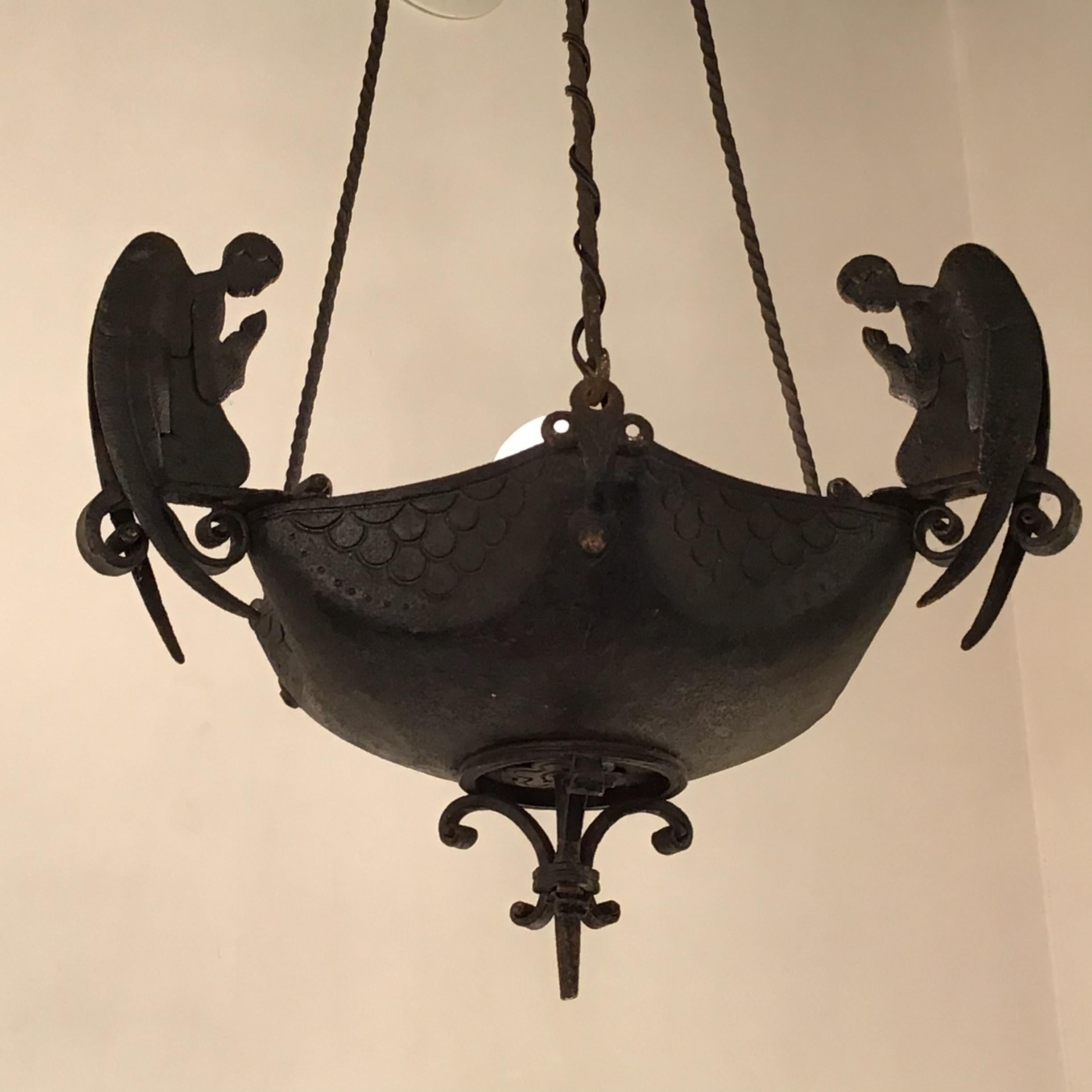 Carlo Rizzarda Chandelier Wrought Iron, 1930, Italy For Sale 3