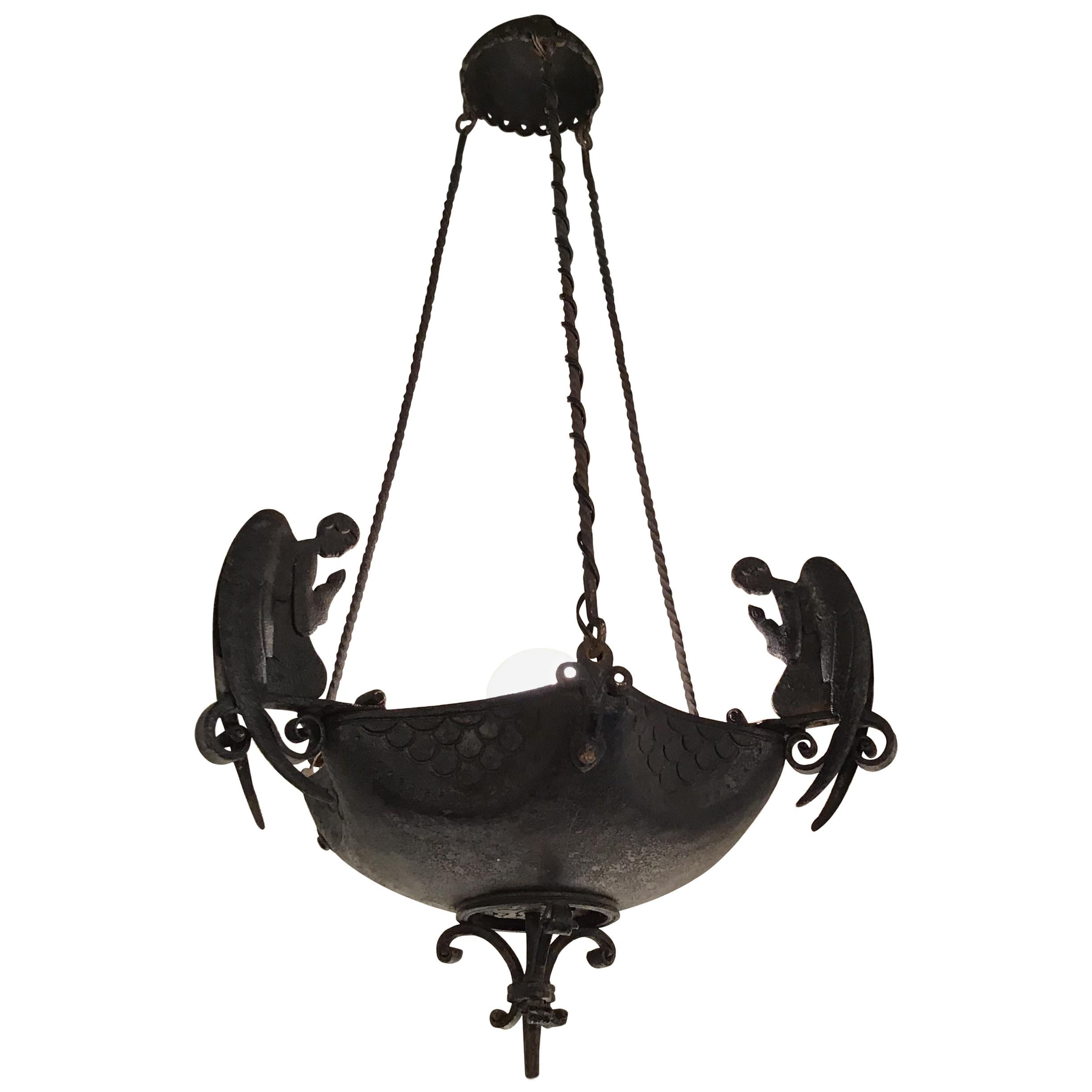 Carlo Rizzarda Chandelier Wrought Iron, 1930, Italy For Sale