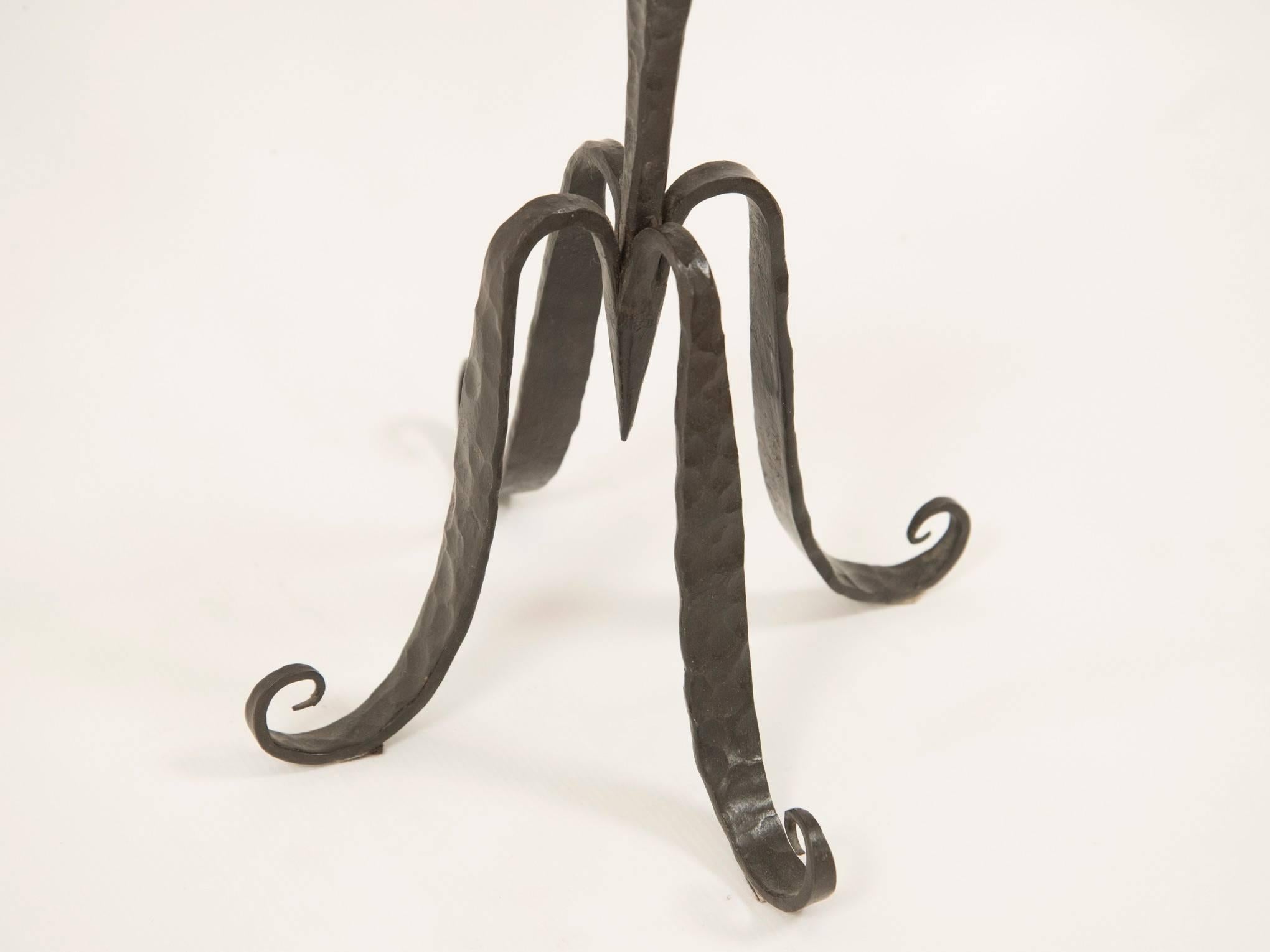 Italian Carlo Rizzarda, Pair of Candleholder, Wrought Iron and Glass, Italy, circa 1900 For Sale