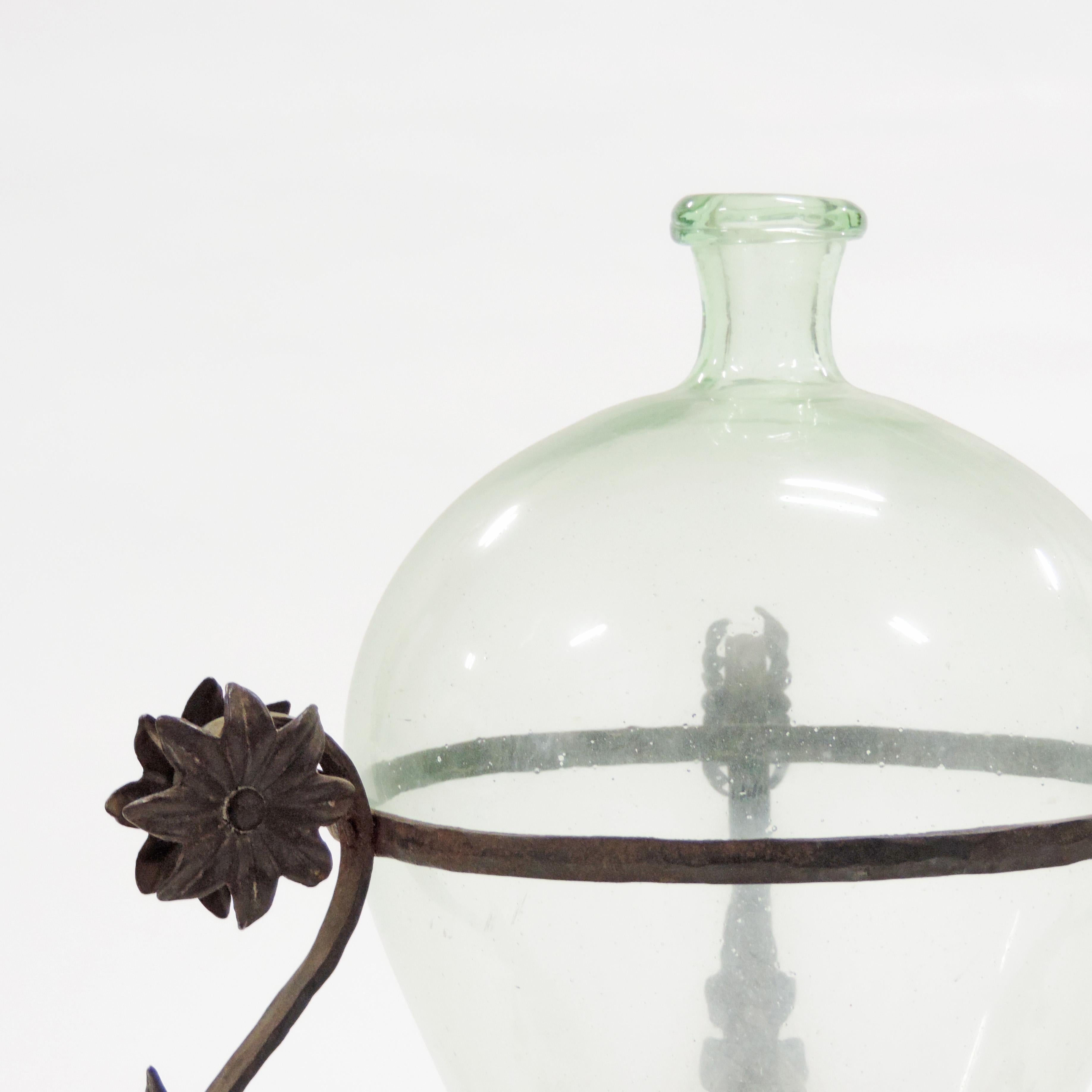 Carlo Rizzarda wrought iron and blown Murano glass vase, Italy, 1920s.