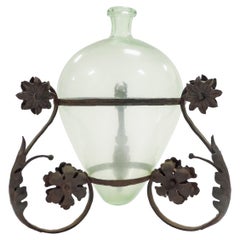 Carlo Rizzarda Wrought Iron and Blown Murano Glass Vase, Italy, 1920s