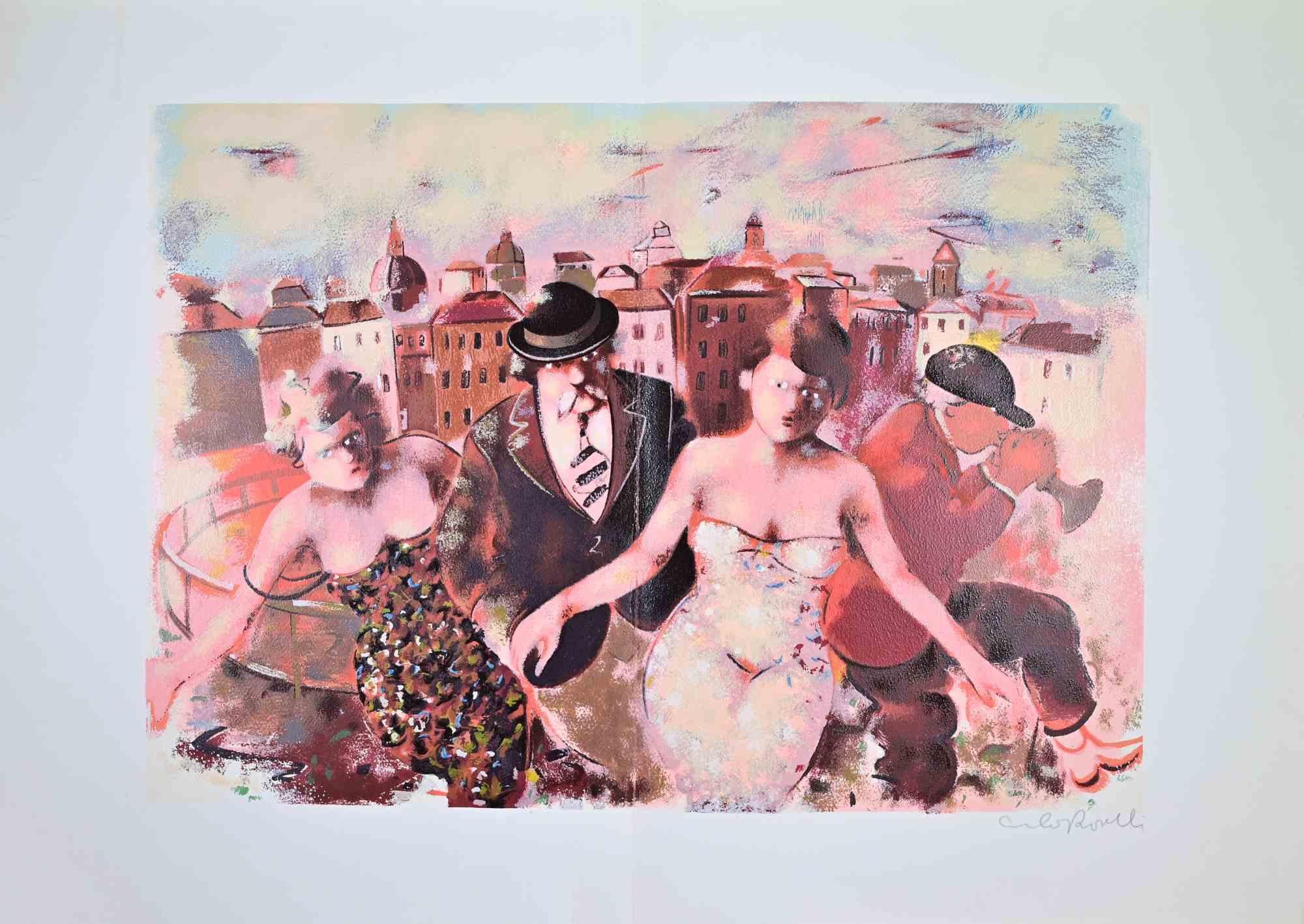 Urban Landscape - Screen Print by Carlo Roselli - 1980s