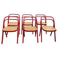 Carlo Santi for Zanotta Set of 6 Red "Santina" Chairs, Italy 1972
