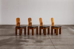 Carlo Scarpa 1934 "765" Dining Chairs for Bernini, Black Leather, 1934, Set of 4