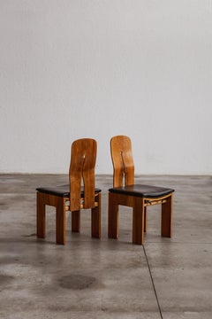 Carlo Scarpa 1934 "765" Dining Chairs for Bernini, Black Leather, 1934, Set of 2
