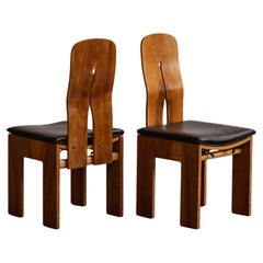 Carlo Scarpa 1934 "765" Dining Chairs for Bernini, Black Leather, 1934, Set of 2