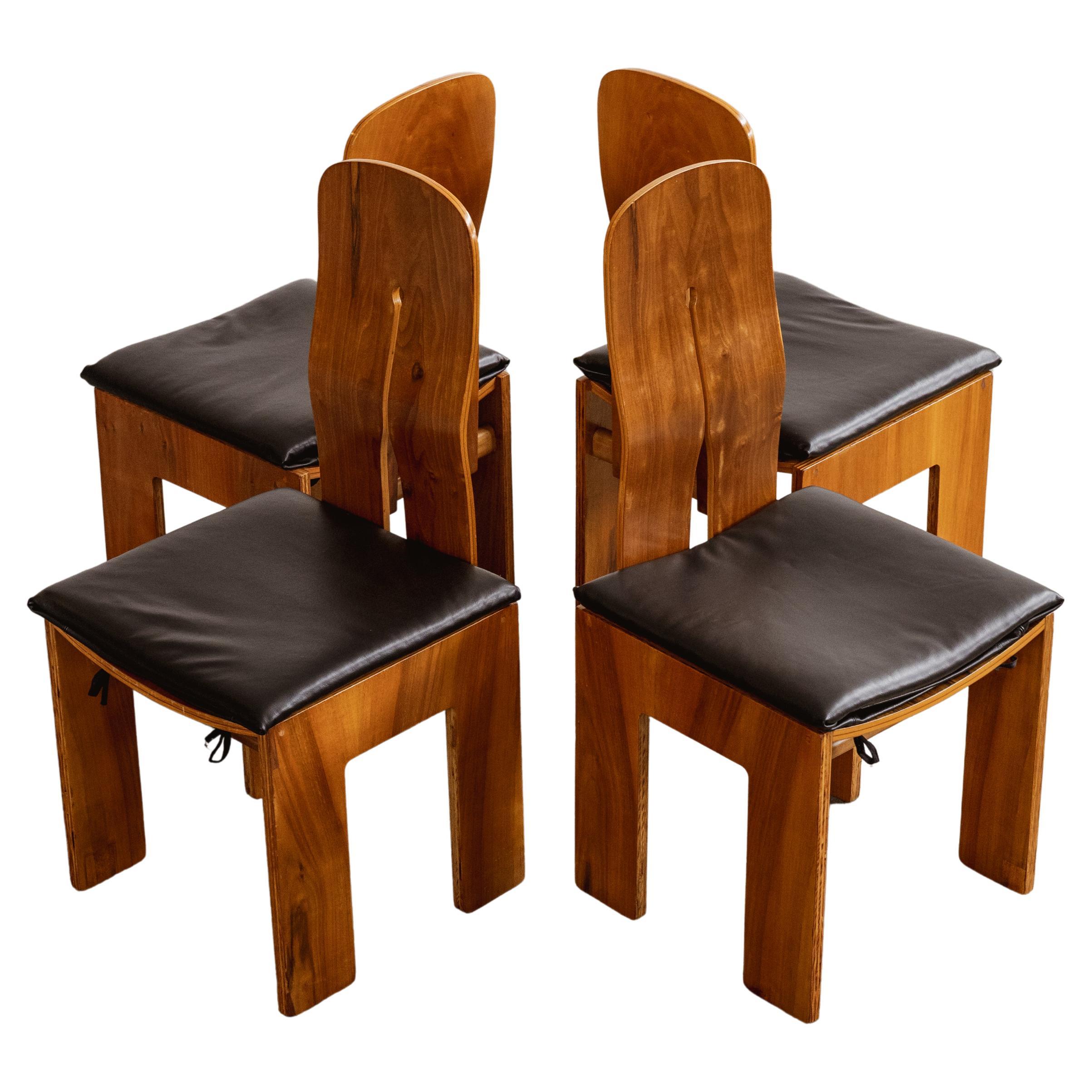Carlo Scarpa 1934 "765" Dining Chairs for Bernini, Black Leather, 1934, Set of 4