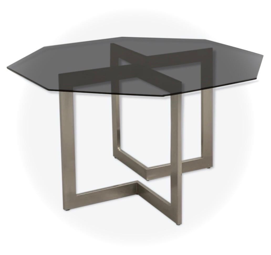 Carlo SCARPA (después) - Mesa de cristal ahumado y metal cromado - Mediados de siglo Acero en venta