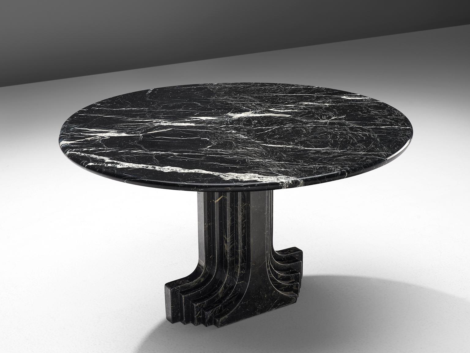Post-Modern Carlo Scarpa 'Argo' Black Marble Table