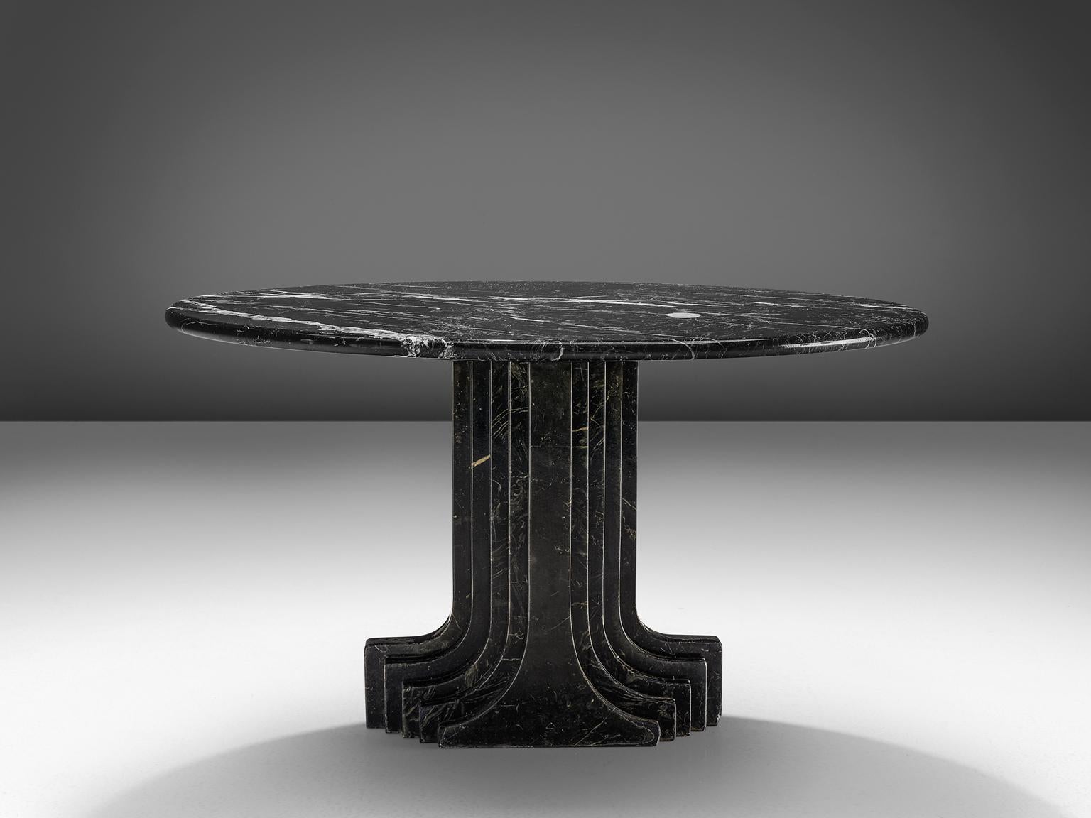Italian Carlo Scarpa 'Argo' Black Marble Table