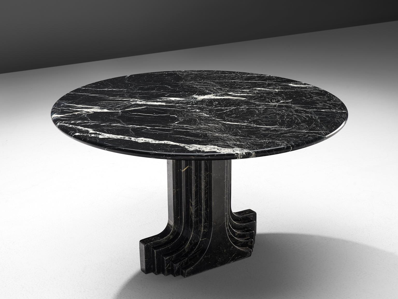 black and white marble table