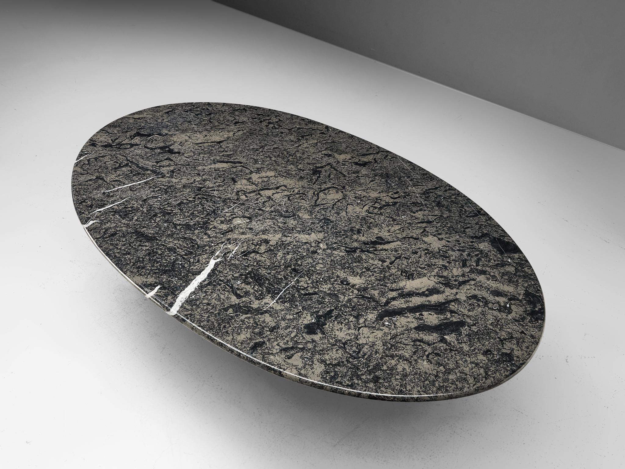 Mid-Century Modern Carlo Scarpa 'Argo' Oval Dining Table in Grey Marble