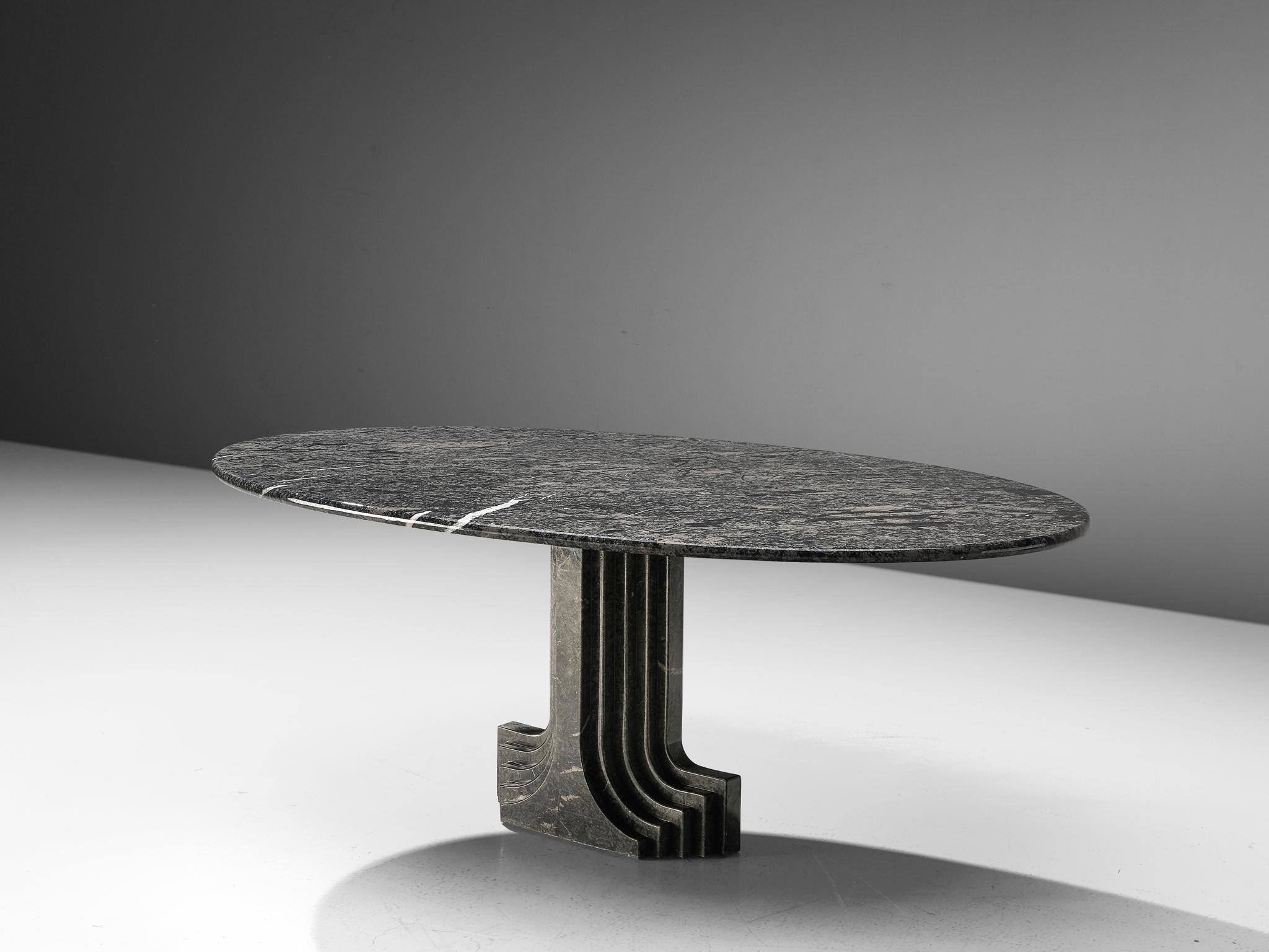 Carlo Scarpa 'Argo' Oval Dining Table in Grey Marble 1