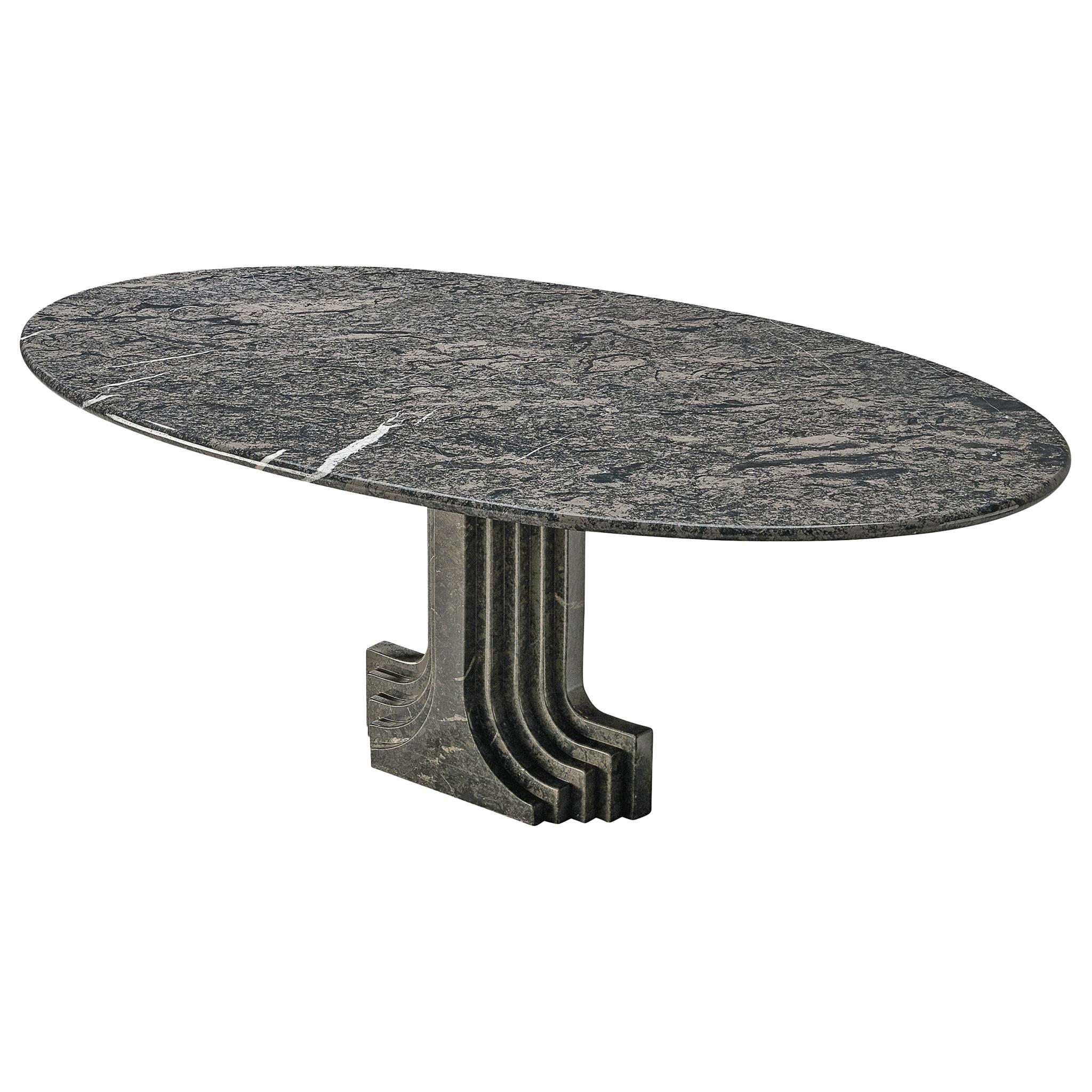 Carlo Scarpa 'Argo' Oval Dining Table in Grey Marble