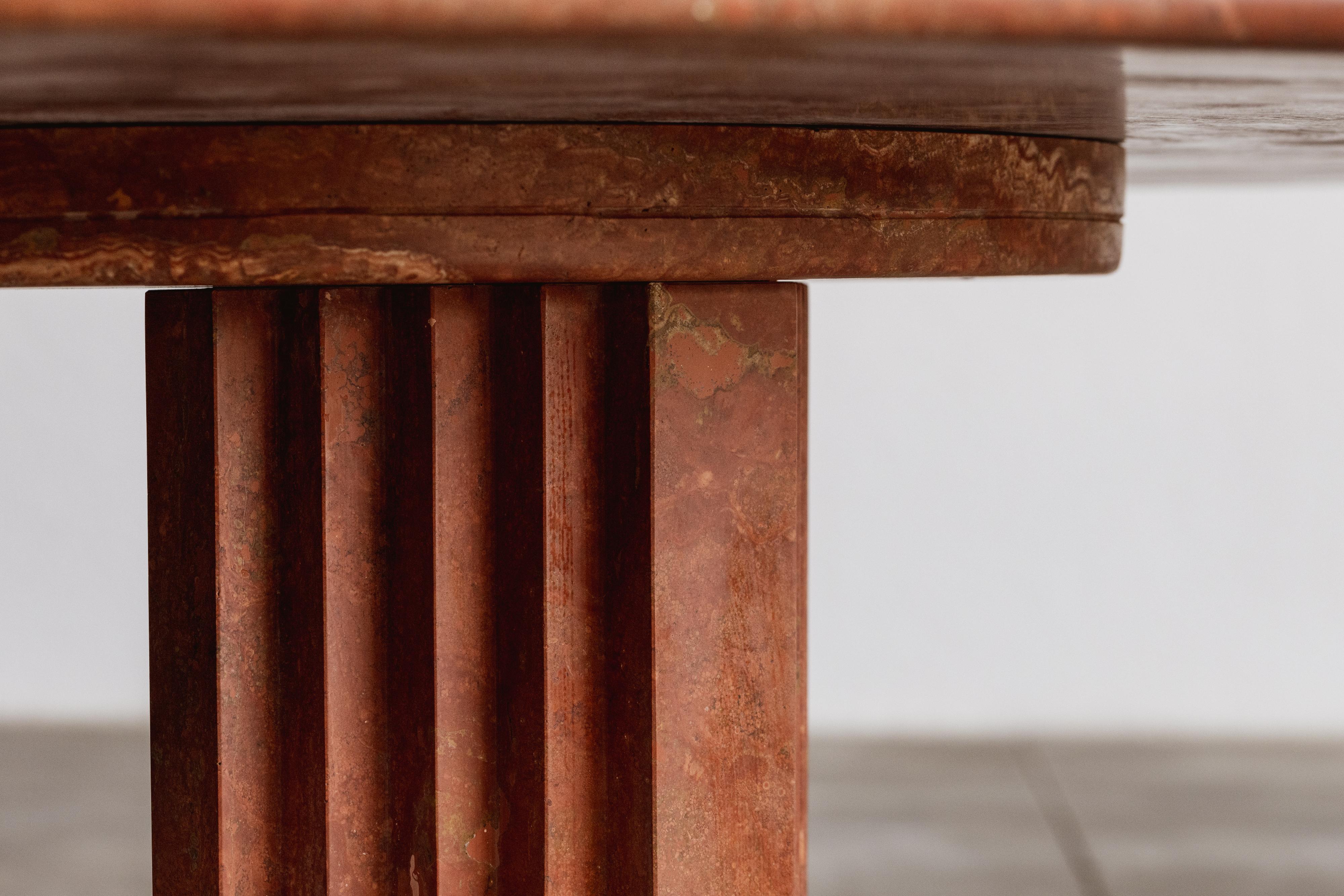 Carlo Scarpa “Argo” Oval Table for Simon Gavina in Red Travertine, 1975 For Sale 5