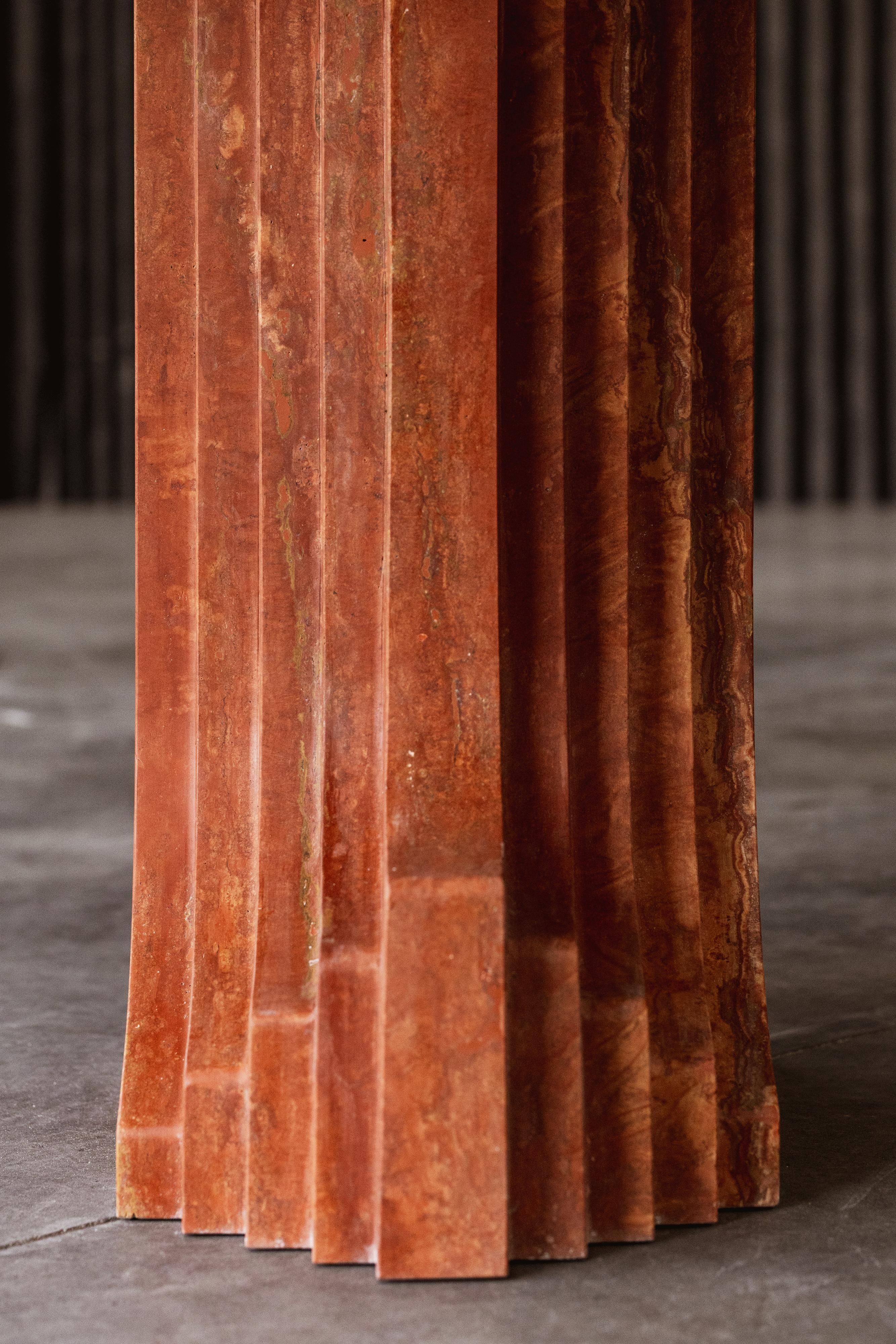 Mid-Century Modern Carlo Scarpa “Argo” Oval Table for Simon Gavina in Red Travertine, 1975 For Sale