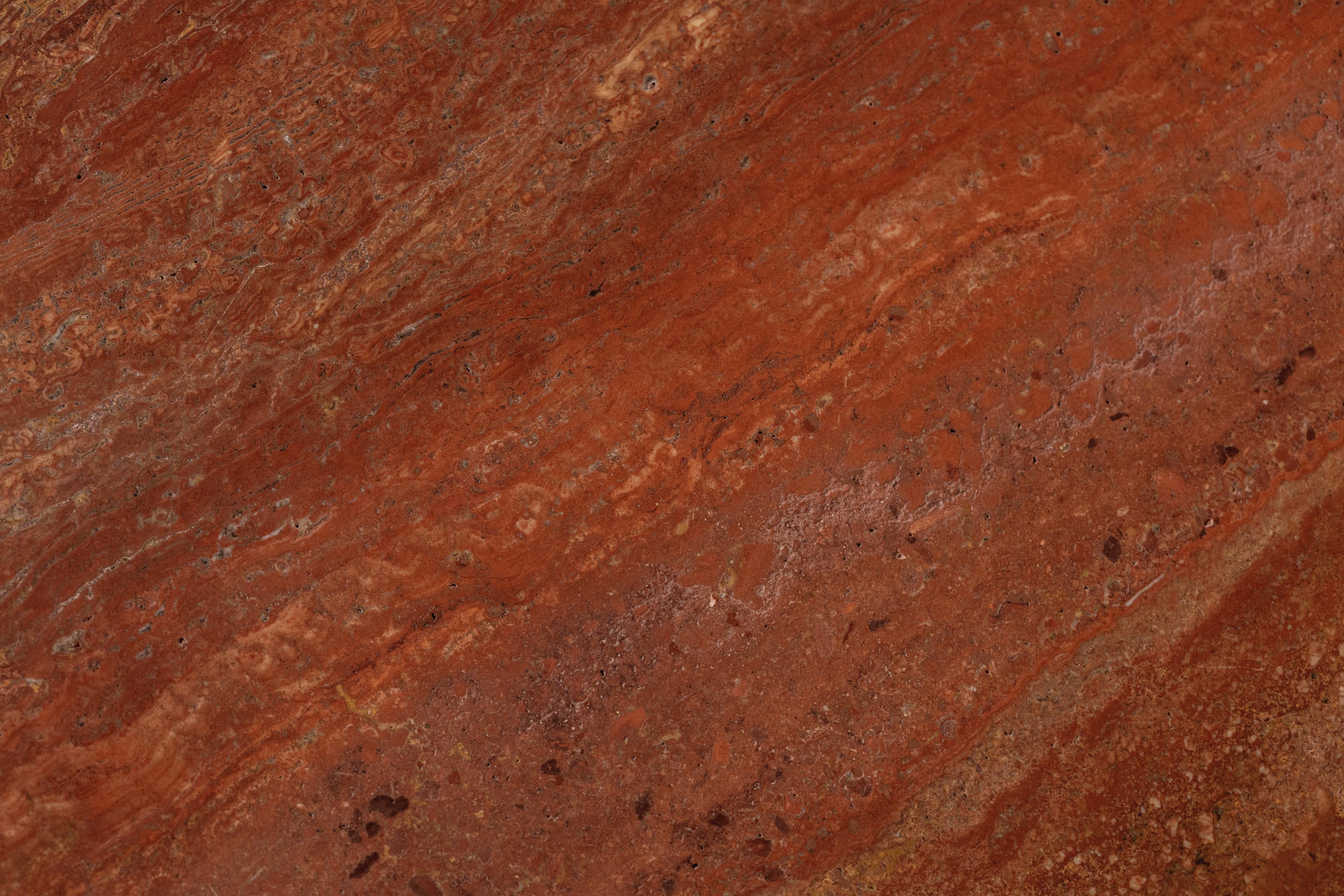 Late 20th Century Carlo Scarpa “Argo” Oval Table for Simon Gavina in Red Travertine, 1975 For Sale