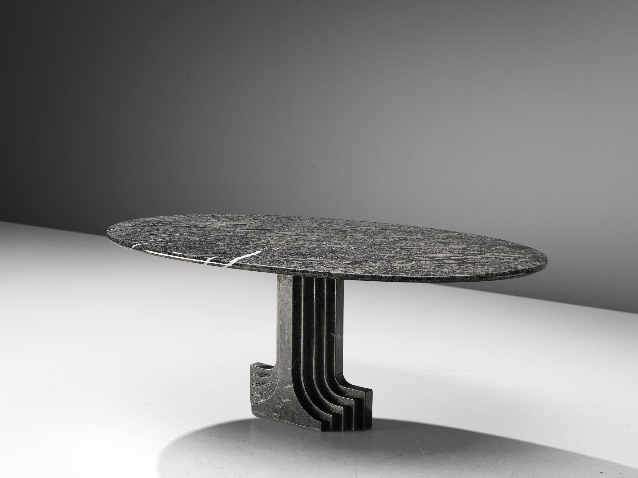 Mid-Century Modern Carlo Scarpa 'Argo' Oval Table in Grey Marble