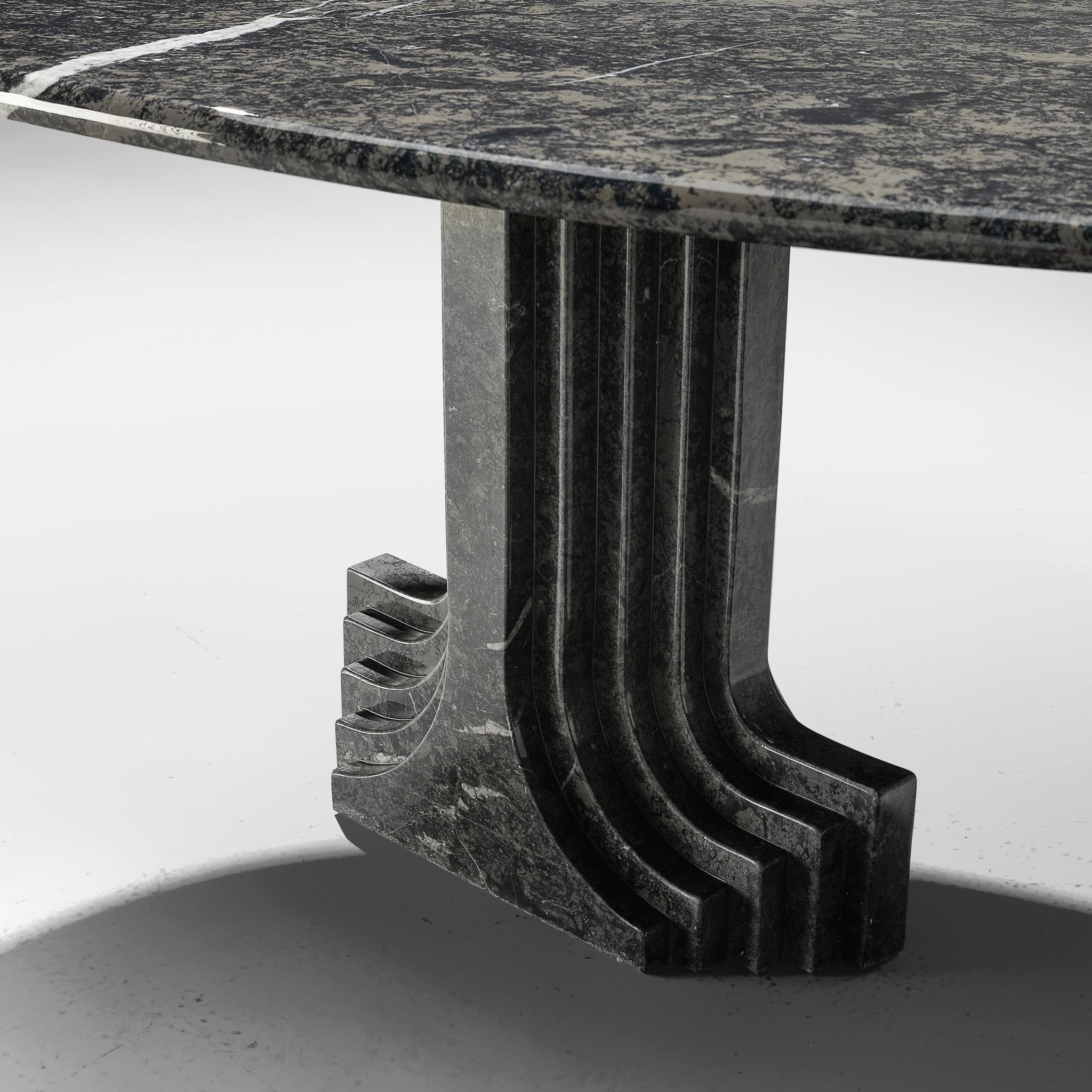 Late 20th Century Carlo Scarpa 'Argo' Oval Table in Grey Marble