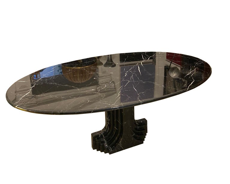 Carlo Scarpa 'Argo' Oval Table in Marquinia Black Marble at 1stDibs