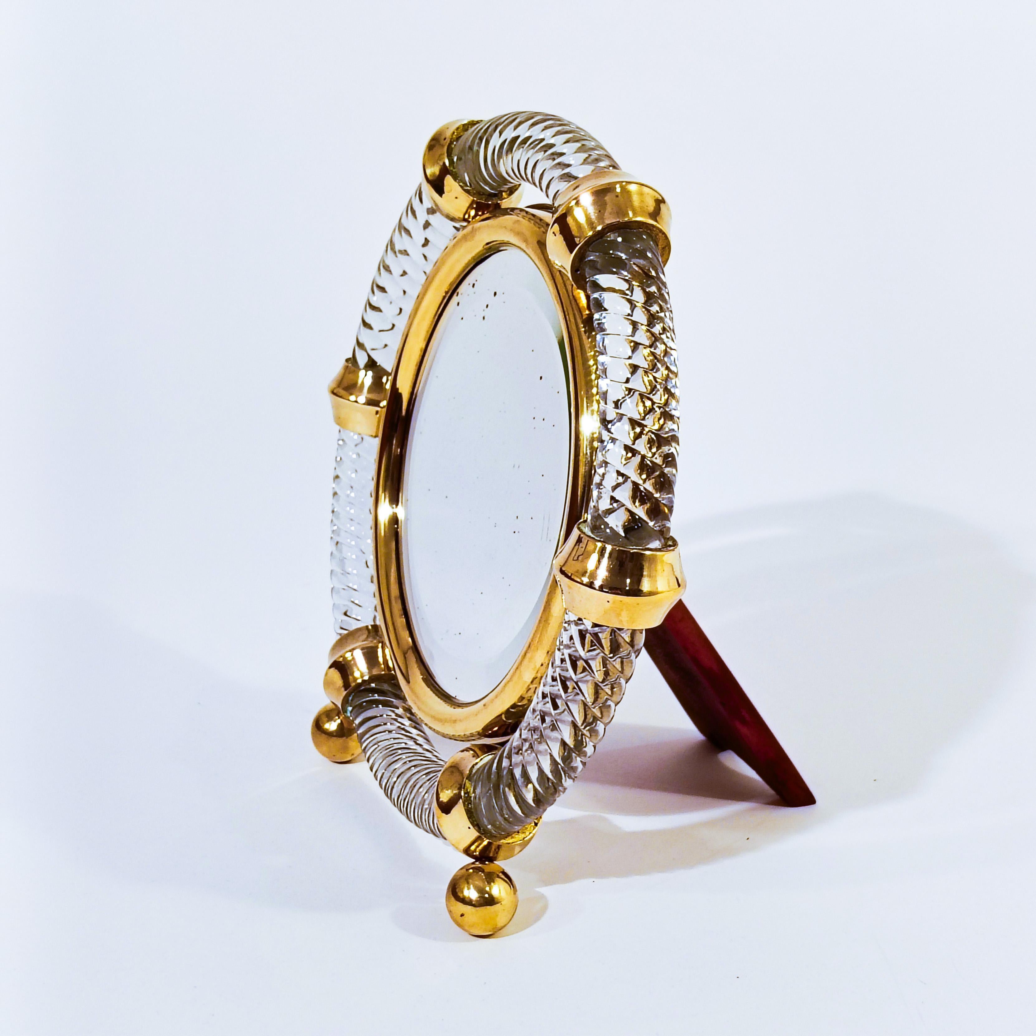 italien Carlo Scarpa. Miroir de courtoisie Art Déco en verre de Murano pour Venini, Italie, années 1930 en vente