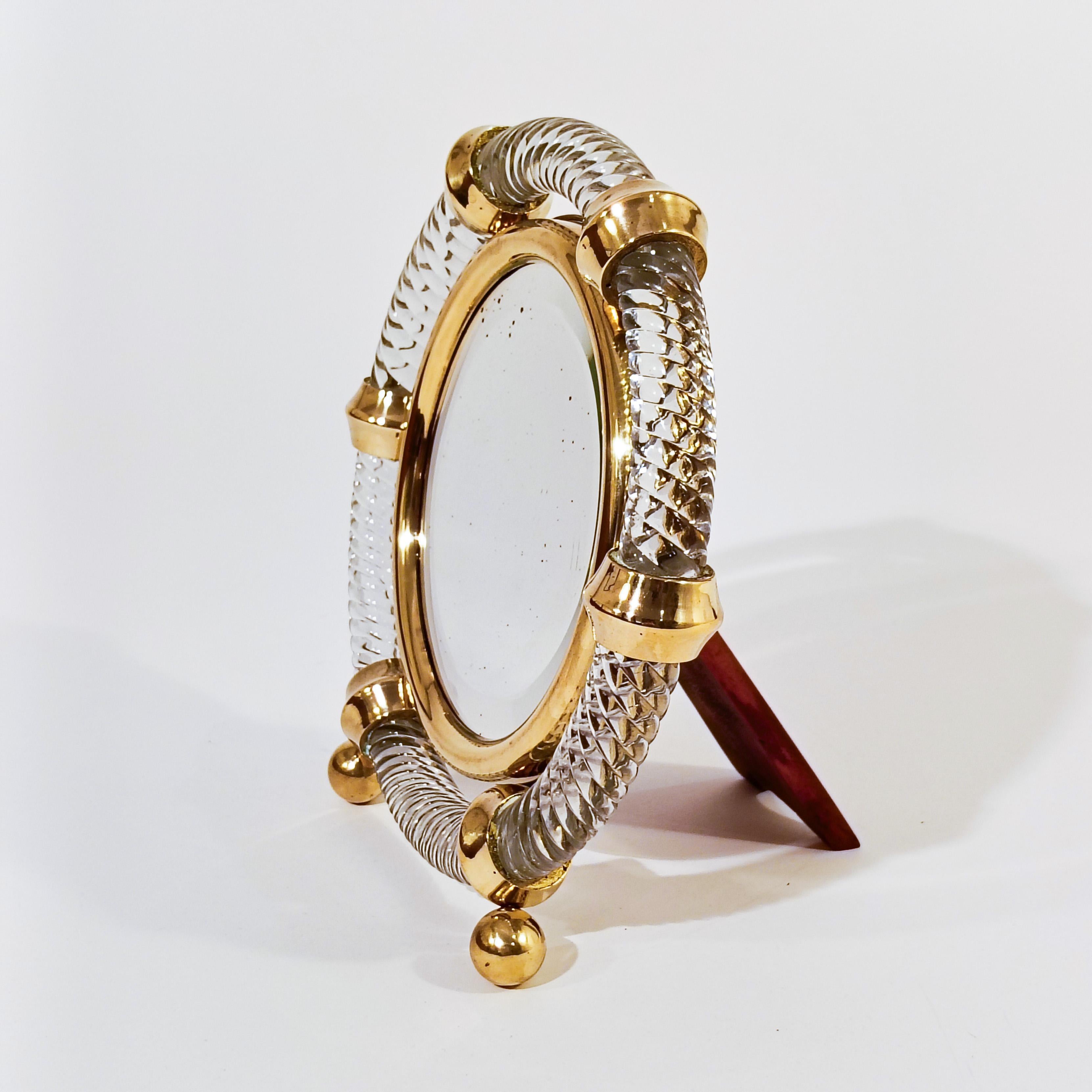 Carlo Scarpa. Espejo de tocador Art Déco de cristal de Murano para Venini, Italia, años 30 Art Decó en venta