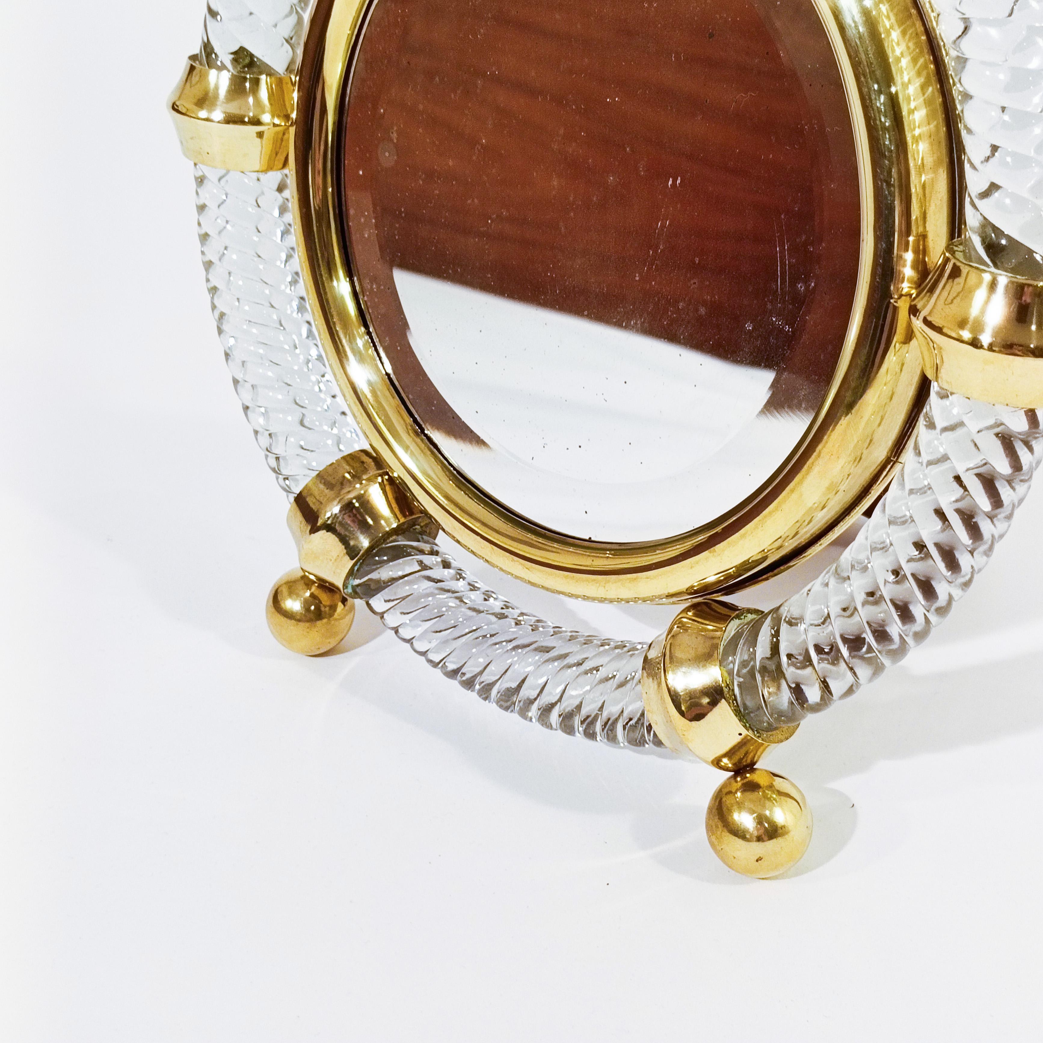 Carlo Scarpa. Espejo de tocador Art Déco de cristal de Murano para Venini, Italia, años 30 en venta 1
