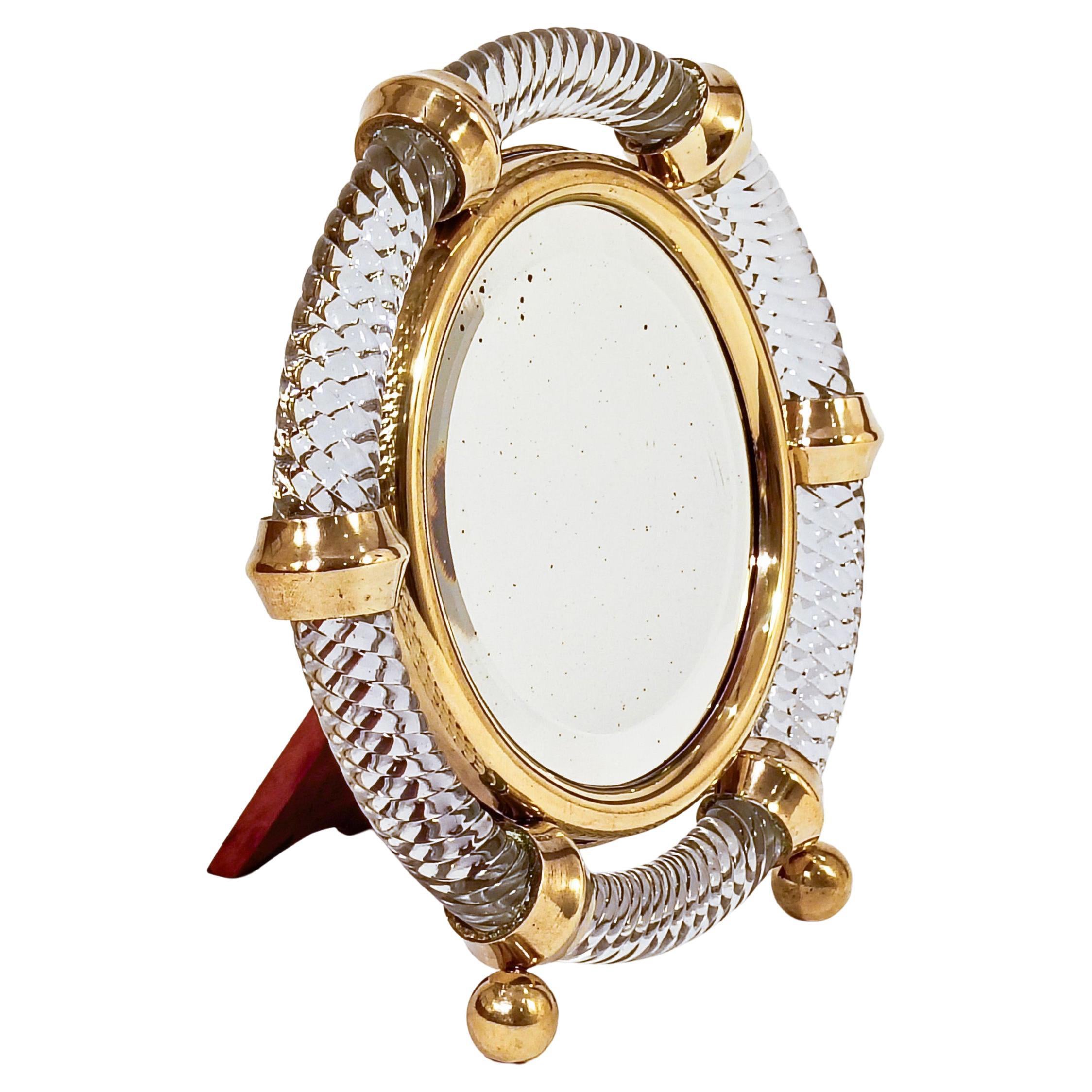 Carlo Scarpa. Espejo de tocador Art Déco de cristal de Murano para Venini, Italia, años 30 en venta