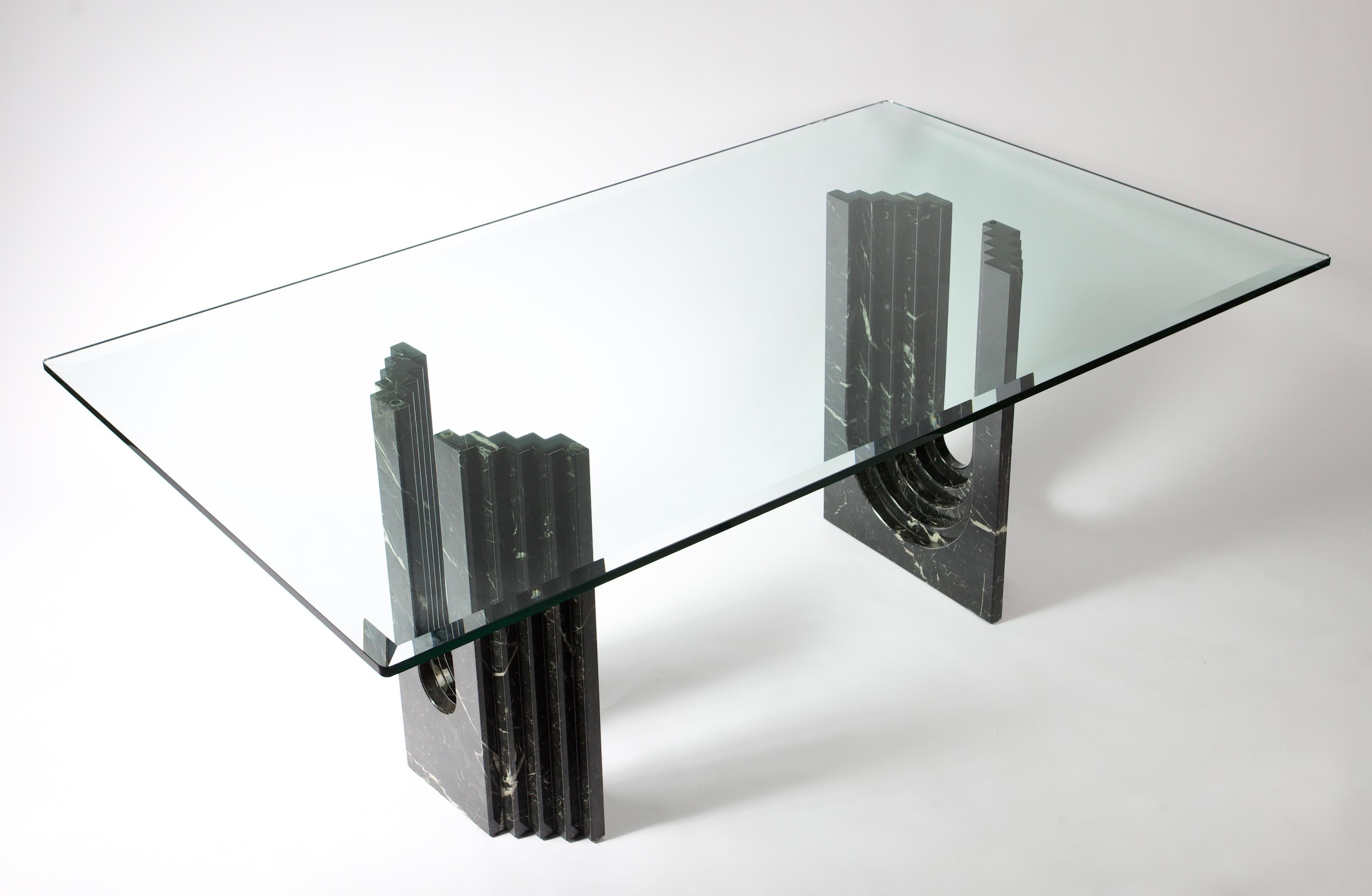 Italian Carlo Scarpa Black Marble Dining Table for Cattelan Italia For Sale