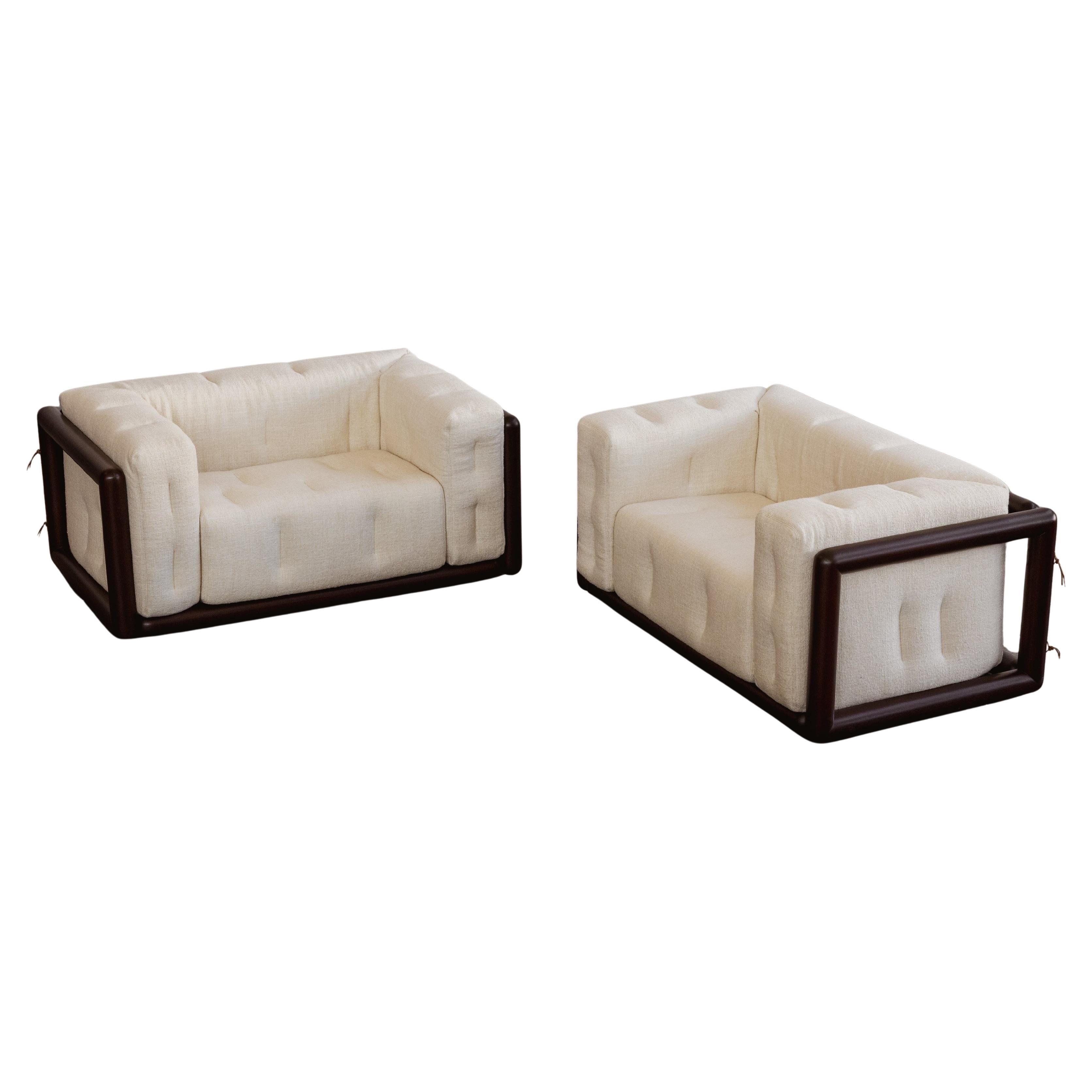Carlo Scarpa Sillones "Cornaro" para Gavina, Lino Marfil, 1973, Lote de 2