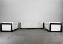 Carlo Scarpa Cornaro Living Room Set in Lacquered Wood and Fabric by Gavina 1970