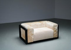 Carlo Scarpa 'Cornaro' Love Seat in Iroko Wood for Simon, Italy, 1970's