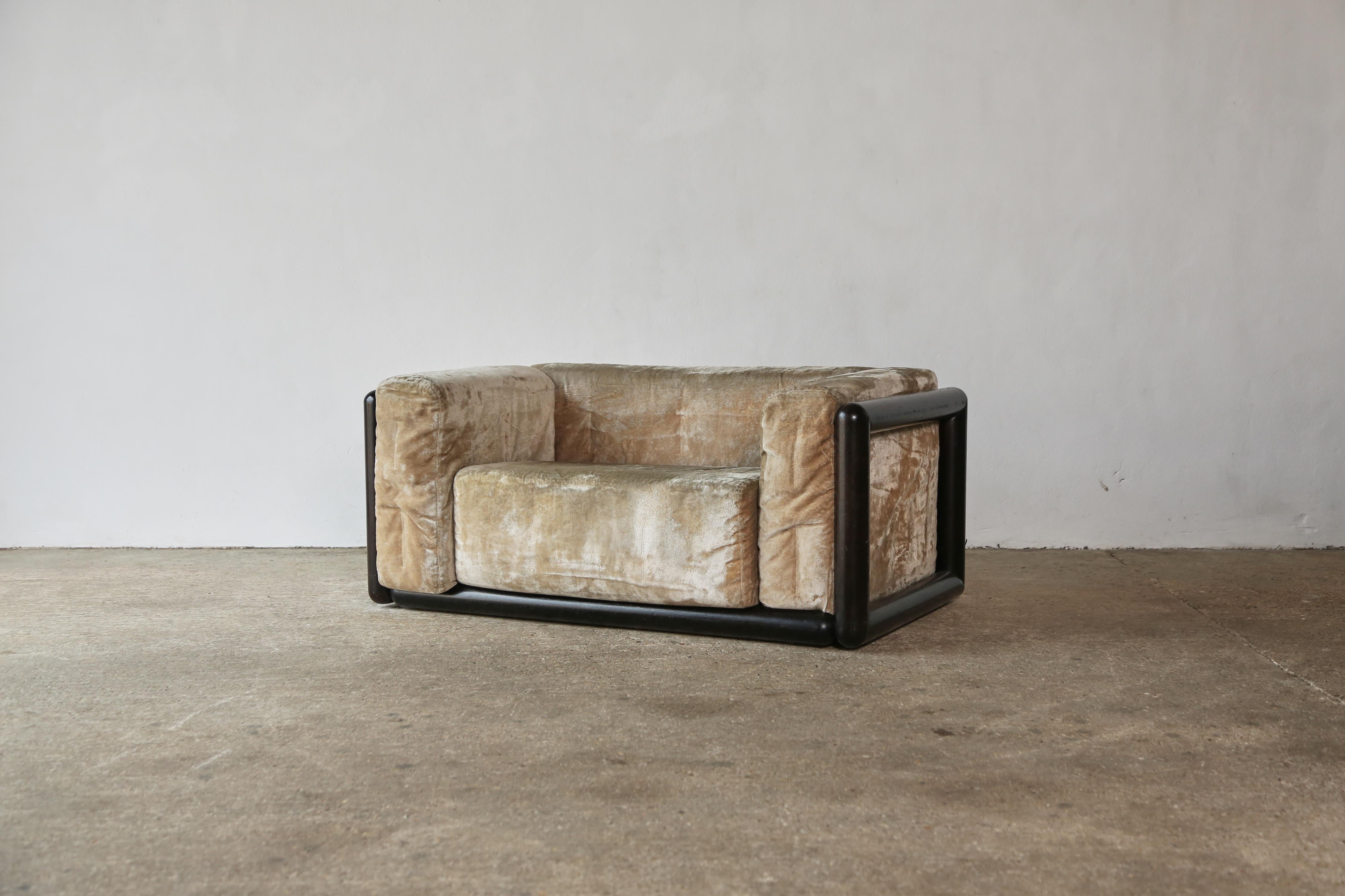 Carlo Scarpa Cornaro Loveseat / Armchair, Original Fabric, Italy, 1970s In Good Condition For Sale In London, GB