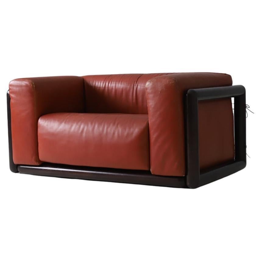 Carlo Scarpa 'Cornaro' Loveseat Sofa in Original Leather