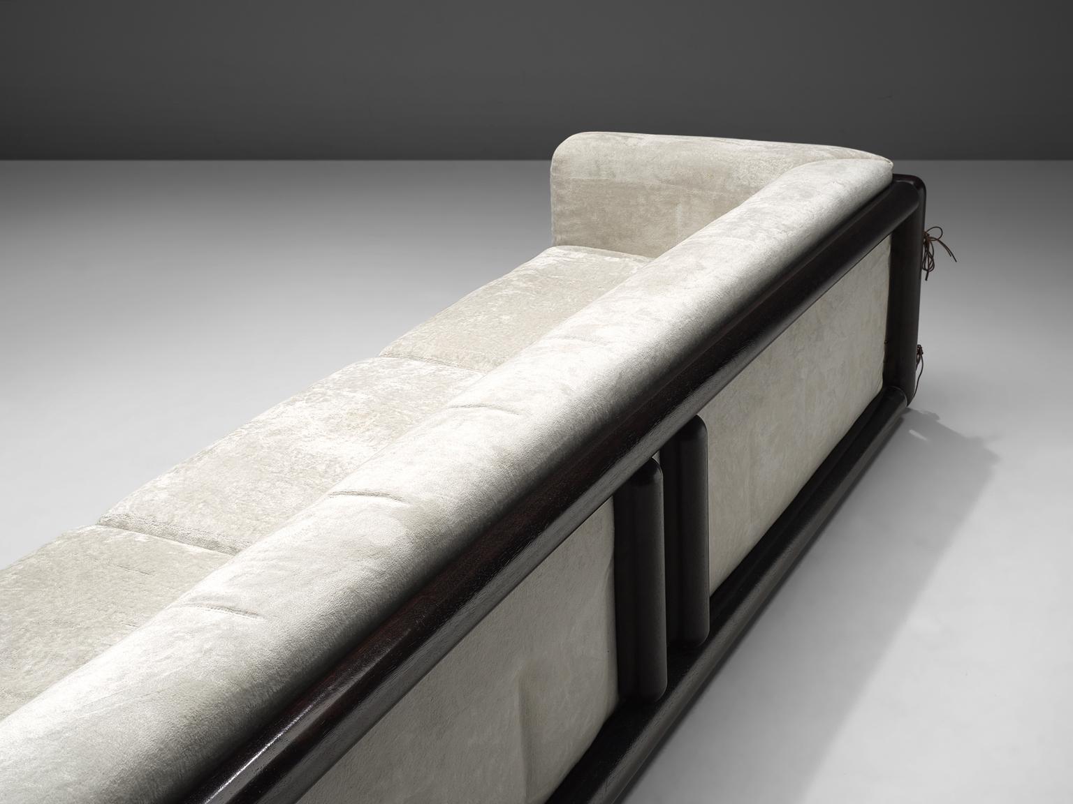 Italian Carlo Scarpa 'Cornaro' Sofa for Simon in White Velvet